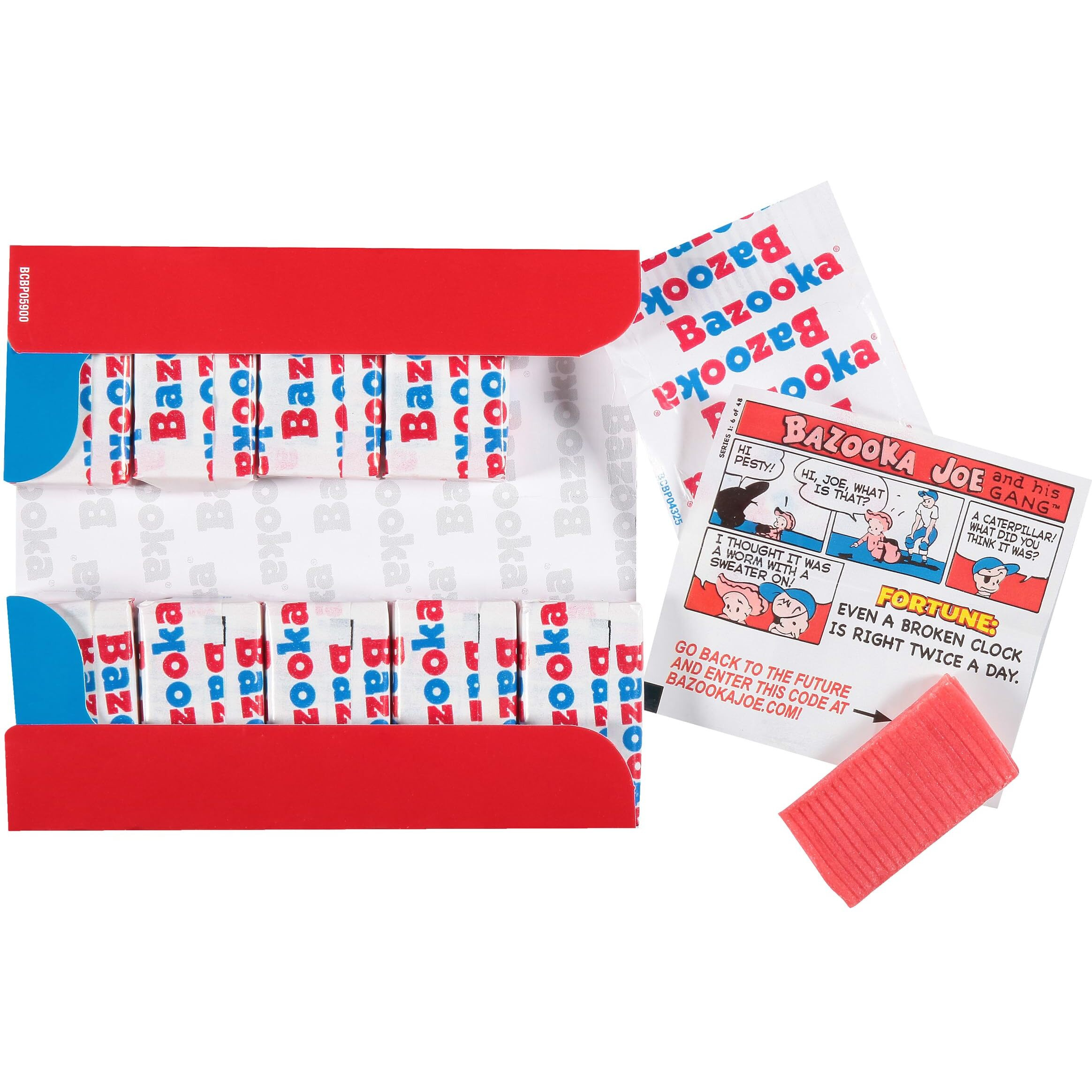 Bazooka Bubble Gum 10 Piece Wallet Pack (Pack Of 12) Individually Wrapped Pink Chewing Gum In Original Flavor - Fun Old Fashioned Candy For Halloween Parties And Trick Or Treaters