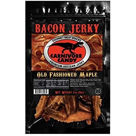 Carnivore Candy Old Fashioned Maple Bacon Bacon Jerky - Jurassic Jerky With Amazing Taste, High Protein Content, No Preservatives, Msg-Free, Low Sodium (Old Fashioned Maple 3 Pack)