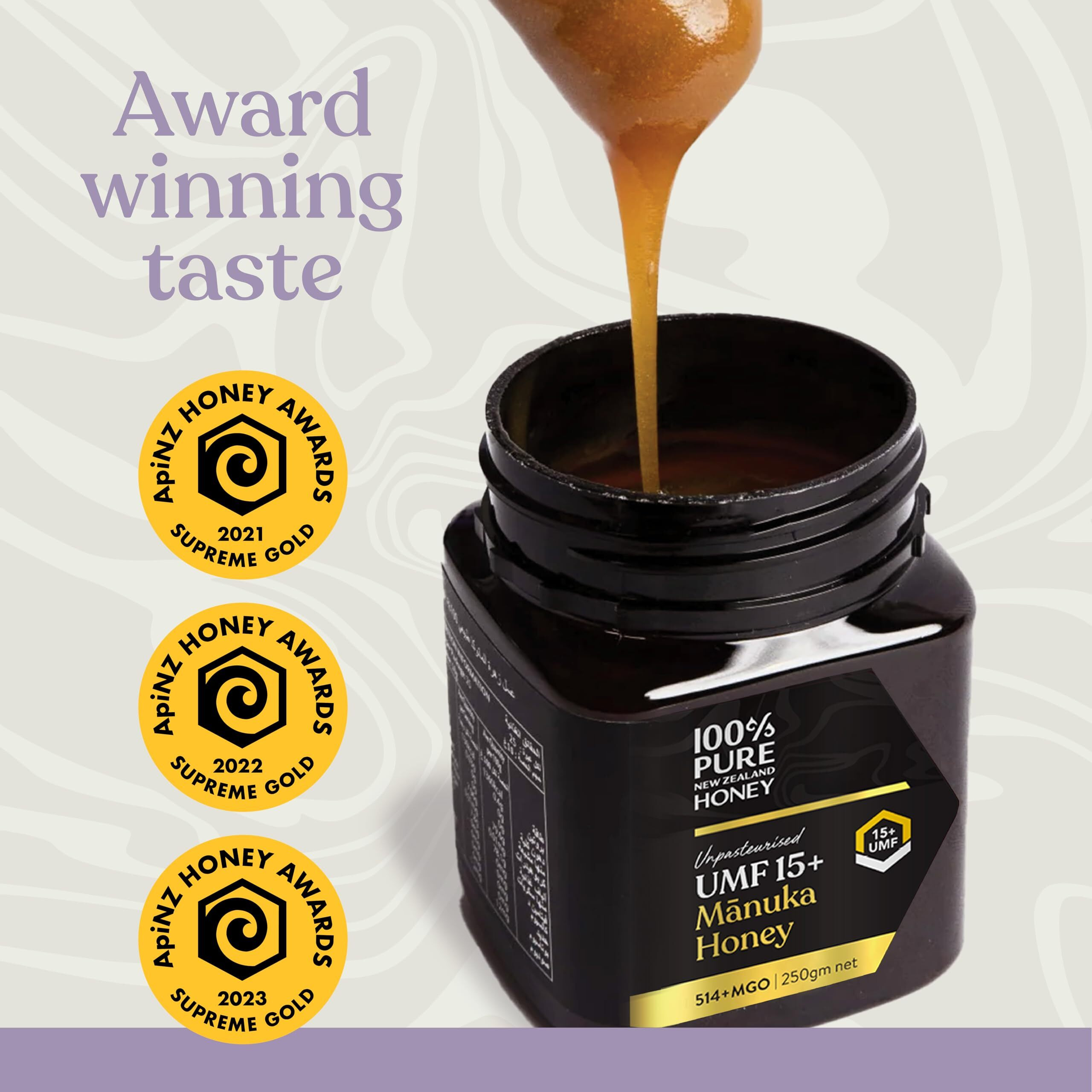 Manuka Honey New Zealand - Certified Umf 15+ (Mgo 512+) 100% Pure New Zealand Manuka Honey, Raw Manuka Honey, 8.8 Ounce (250G) (Pack Of 1)