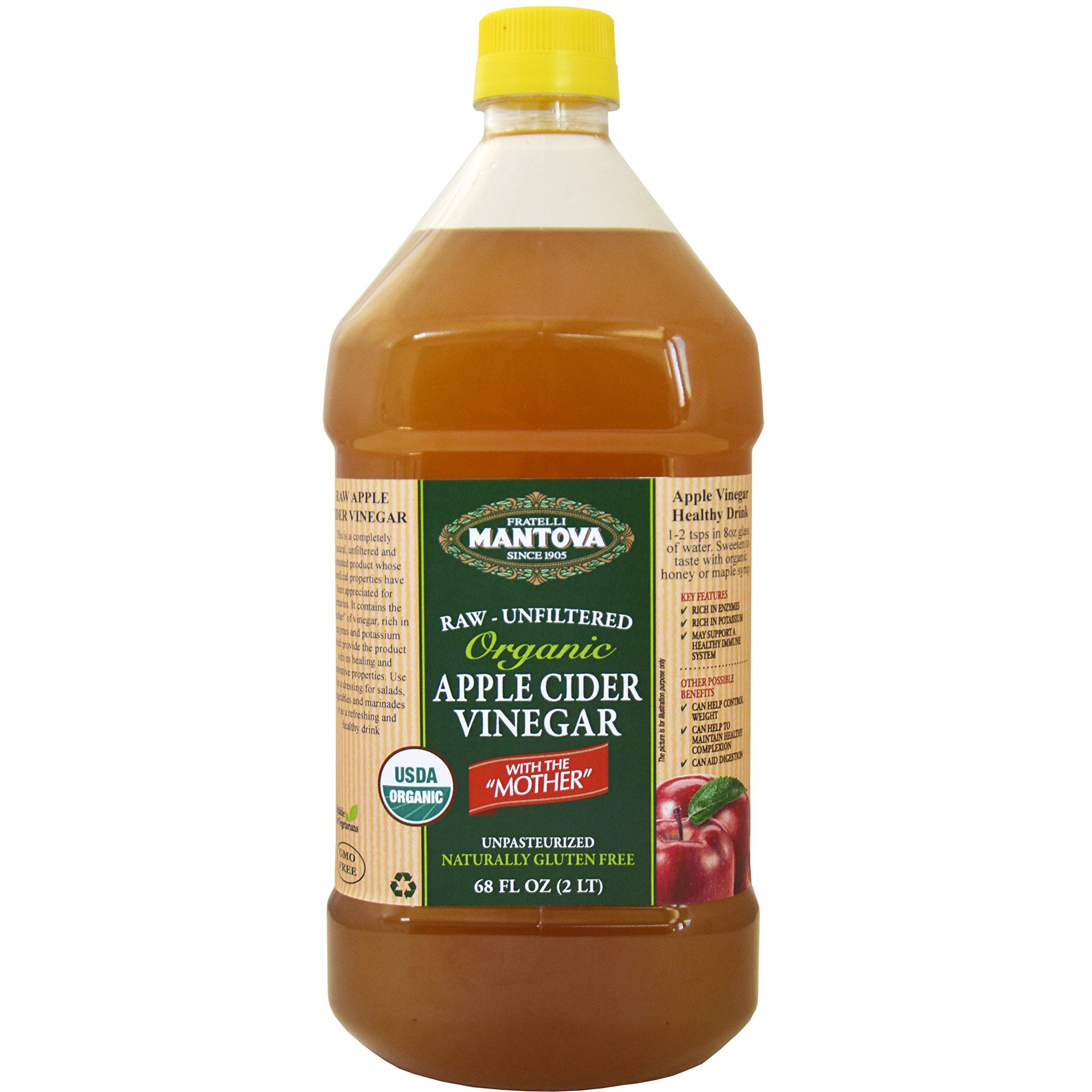 Organic Apple Cider Vinegar With The Mother 68 Oz -100% Usda Certified Organic - Raw, Unfiltered