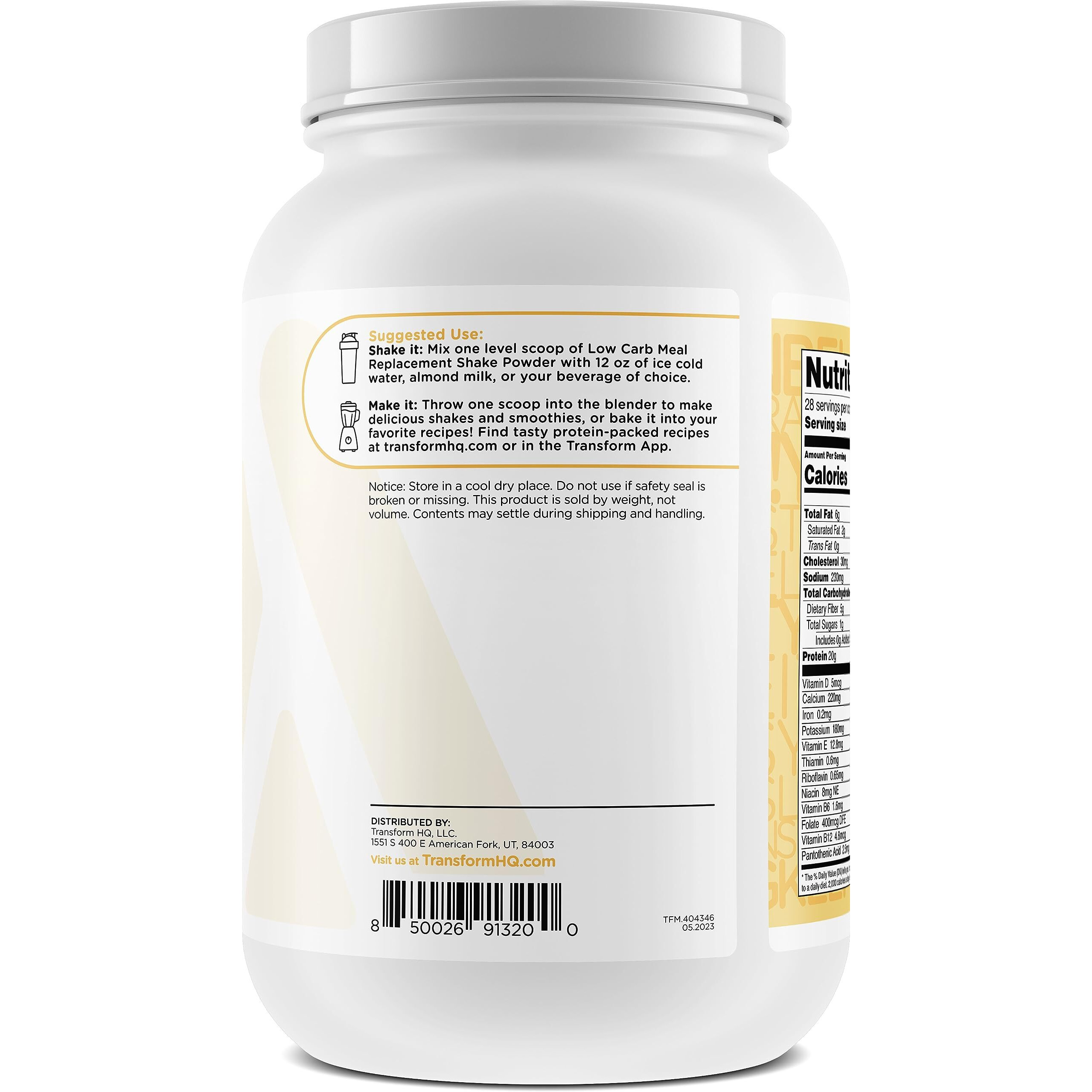Transformhq Meal Replacement Shake Powder 28 Servings (Pineapple Whip) - Gluten Free, Non-Gmo