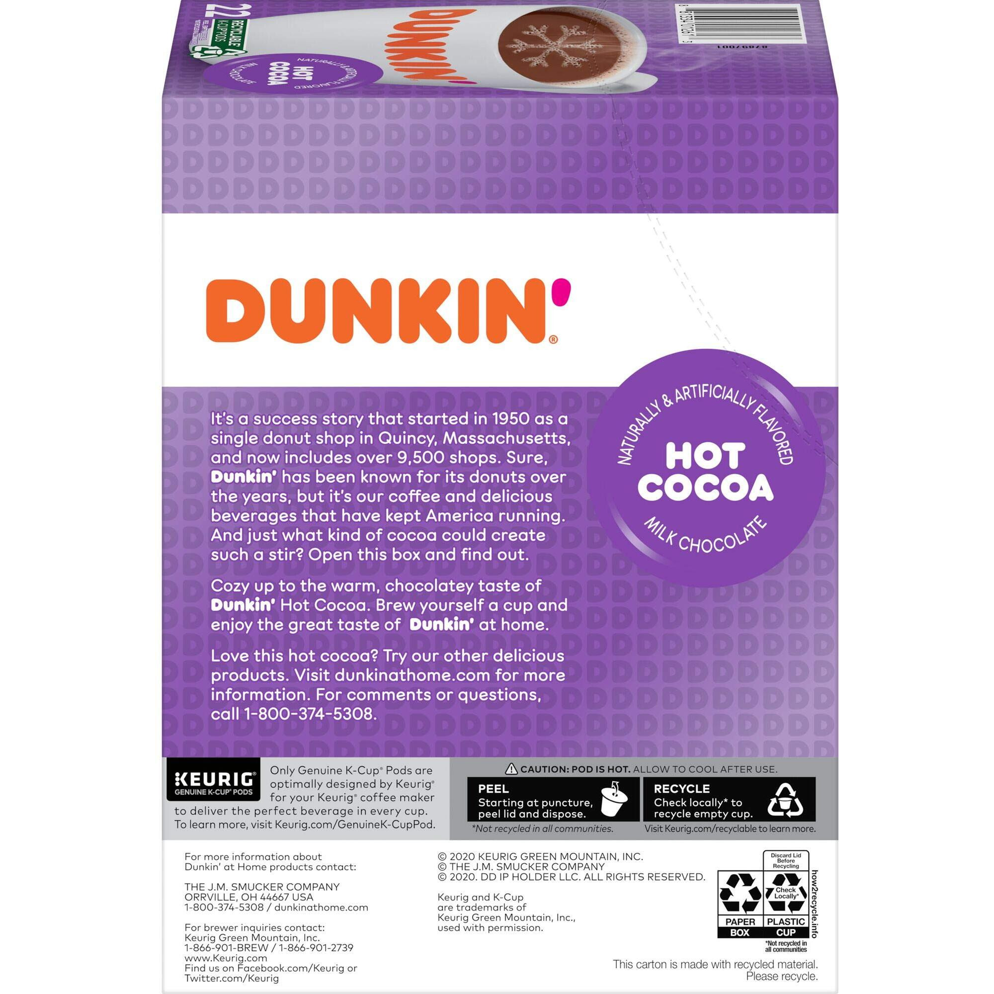 Dunkin' Milk Chocolate Hot Cocoa, 88 Keurig K-Cup Pods