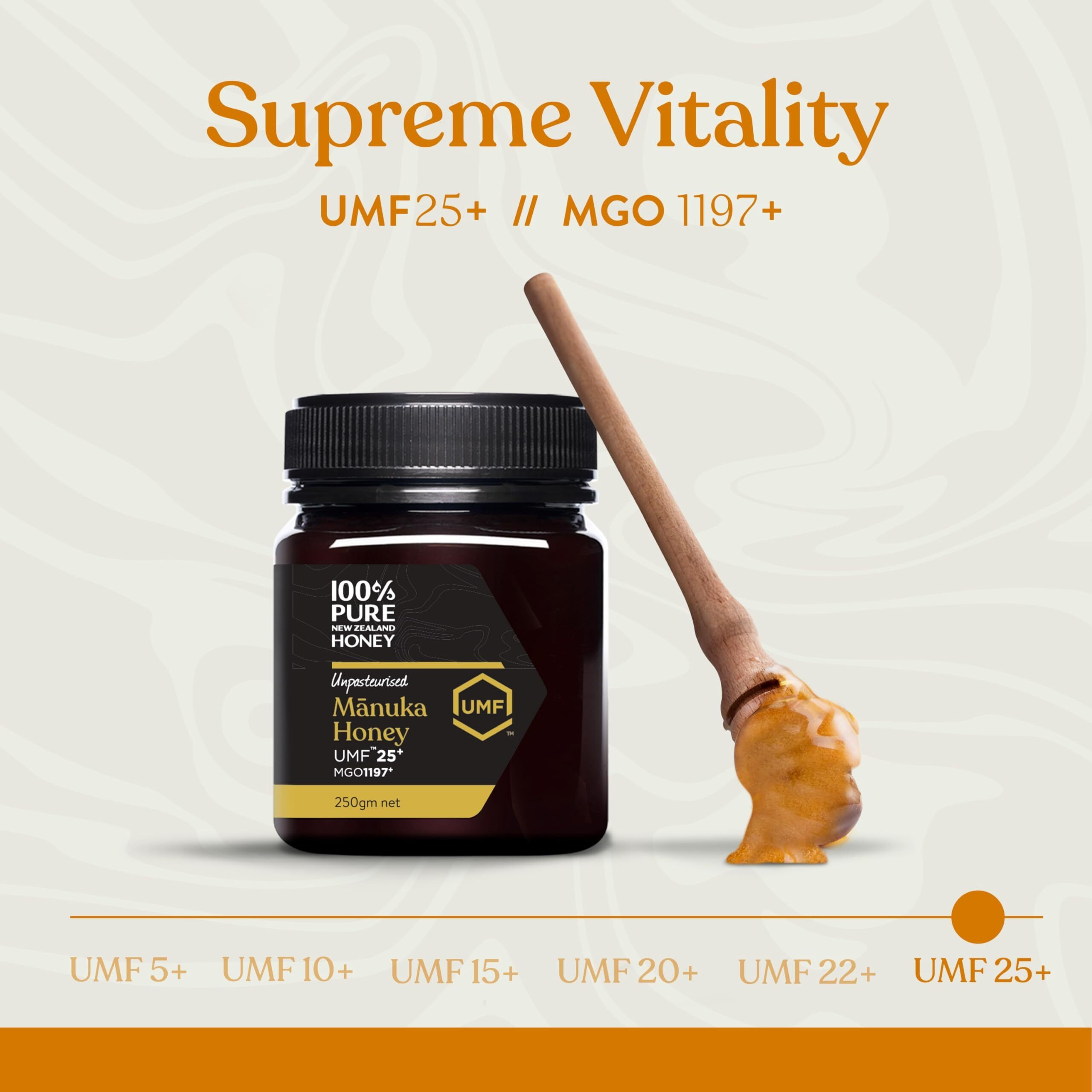 100% Pure New Zealand Manuka Honey, Certified Umf 25+ (Mgo 1197+) Raw Manuka Honey, 8.8 Oz (250G)