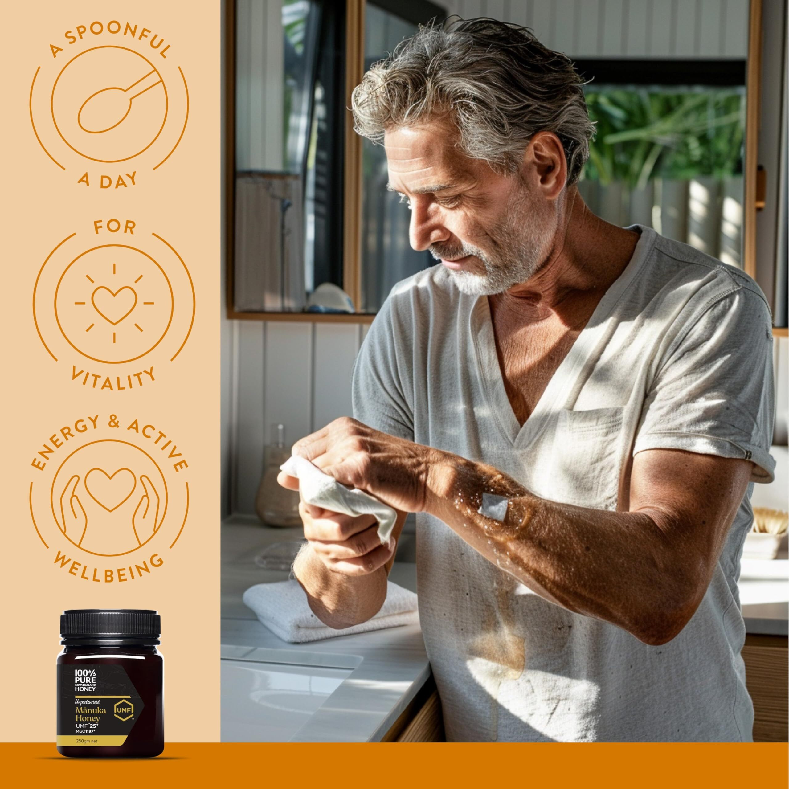 100% Pure New Zealand Manuka Honey, Certified Umf 25+ (Mgo 1197+) Raw Manuka Honey, 8.8 Oz (250G)
