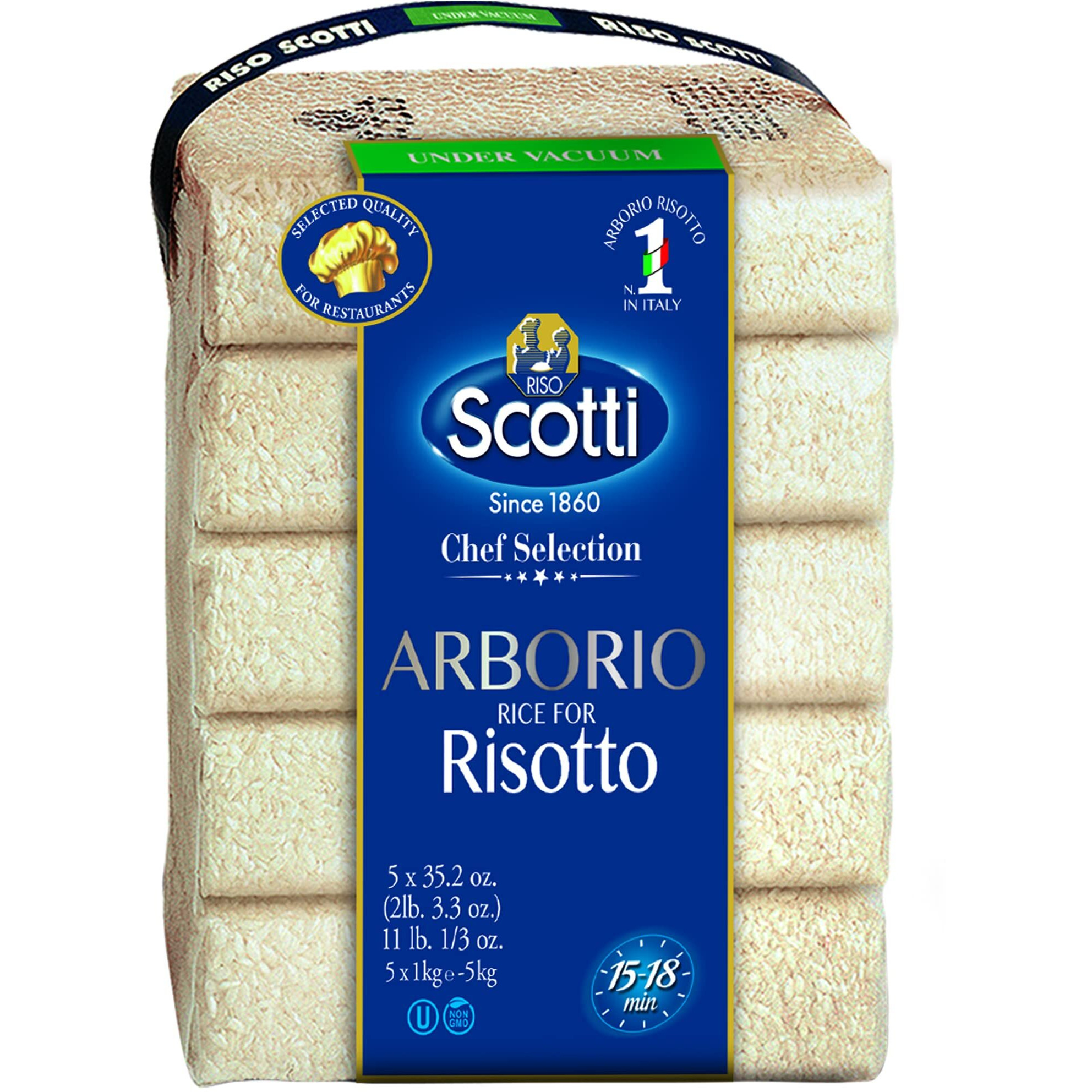 Arborio Rice For Risotto, 11 Lbs (5X1 Kg) Product Of Italy, Chef Selection, Gluten Free, Non-Gmo, Vacuumed Packed, Riso Scotti