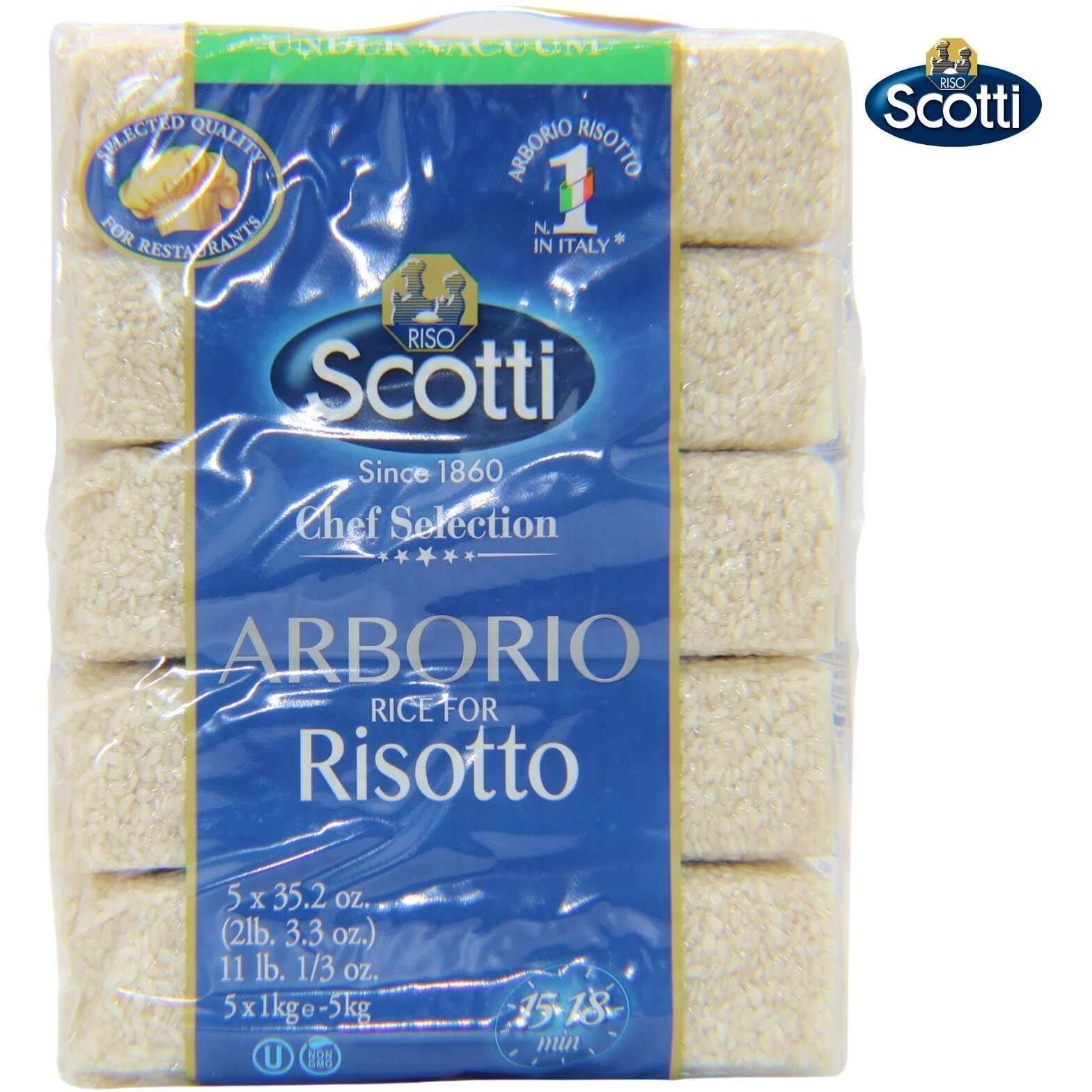 Arborio Rice For Risotto, 11 Lbs (5X1 Kg) Product Of Italy, Chef Selection, Gluten Free, Non-Gmo, Vacuumed Packed, Riso Scotti