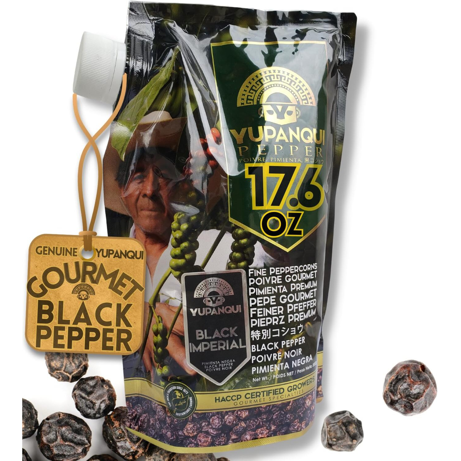 Yupanqui Organic Black Peppercorns For Grinder Refill Award-Winning Organic Black Pepper Corns 17.6Oz Gourmet Peppercorns Whole