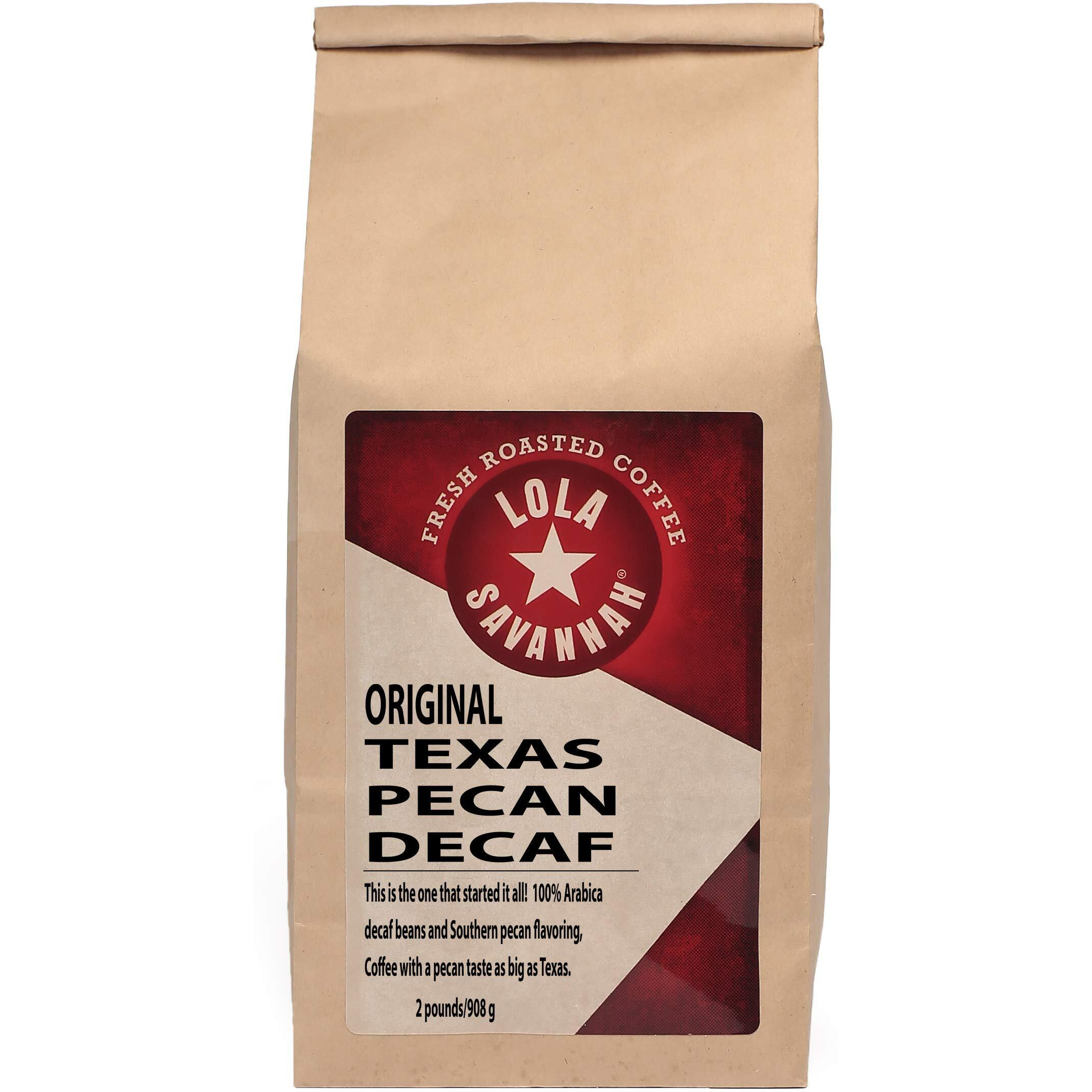 Lola Savannah Texas Pecan Whole Bean Decaf Coffee, 2Lb, 1 Pack
