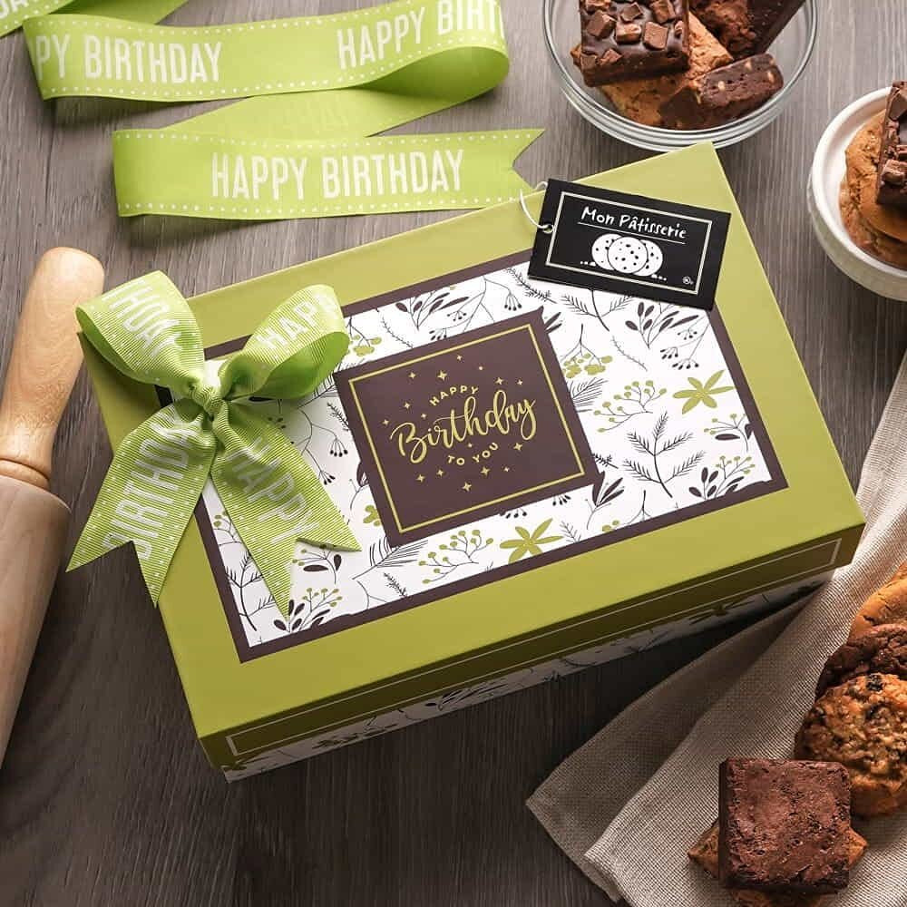 Broadway Basketeers Happy Birthday Gift Baskets For Prime Delivery Gourmet Cookie Gifts Box With Brownies, Individually Wrapped Edible Care Package For Men, Women, Husband, Wife, Mom, Dad, Families