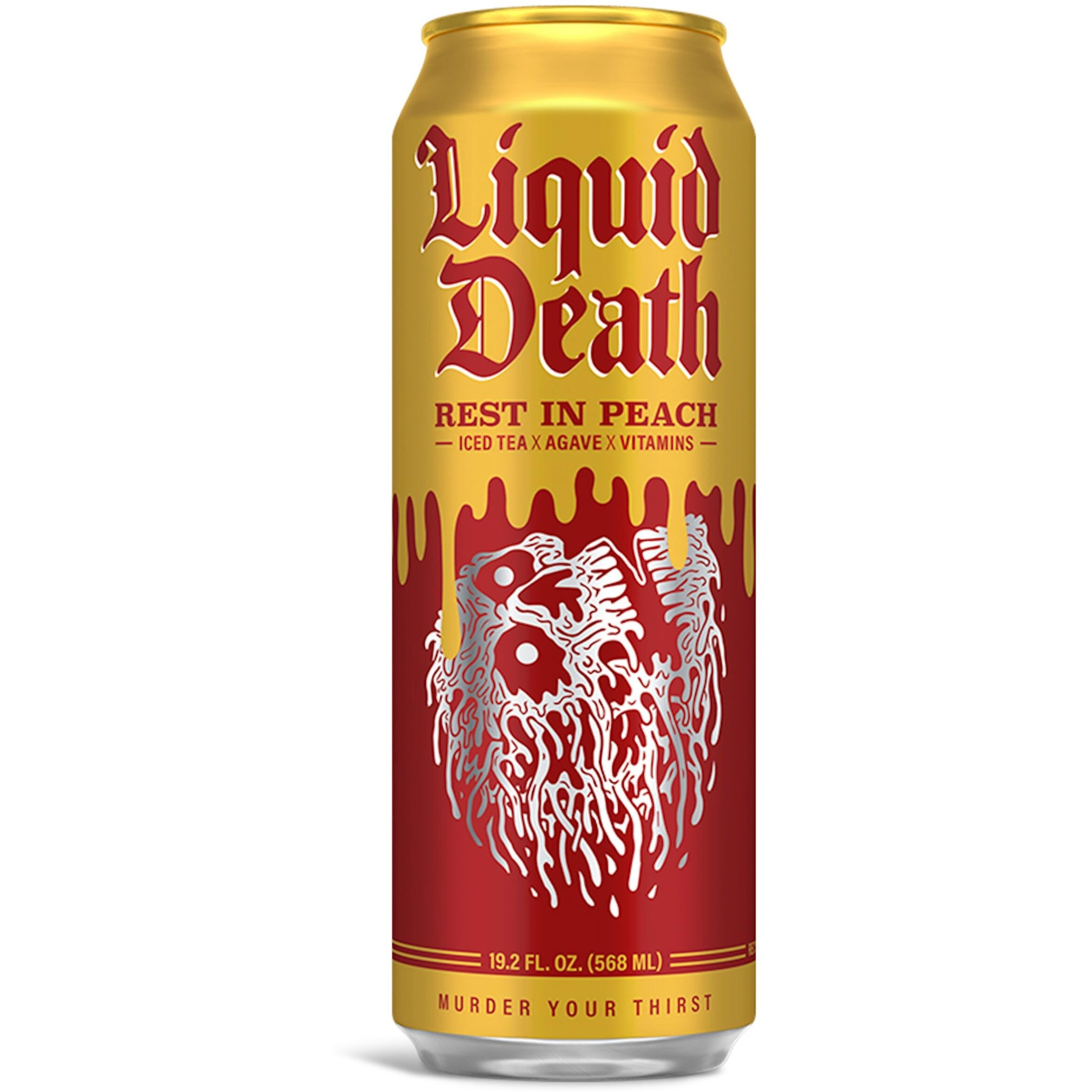 Liquid Death, Rest In Peach Iced Tea, 8-Pack (King Size 19.2Oz Cans), Peach Flavored Tea Sweetened With Real Agave, B12 & B6 Vitamins, Low Calorie & Low Sugar