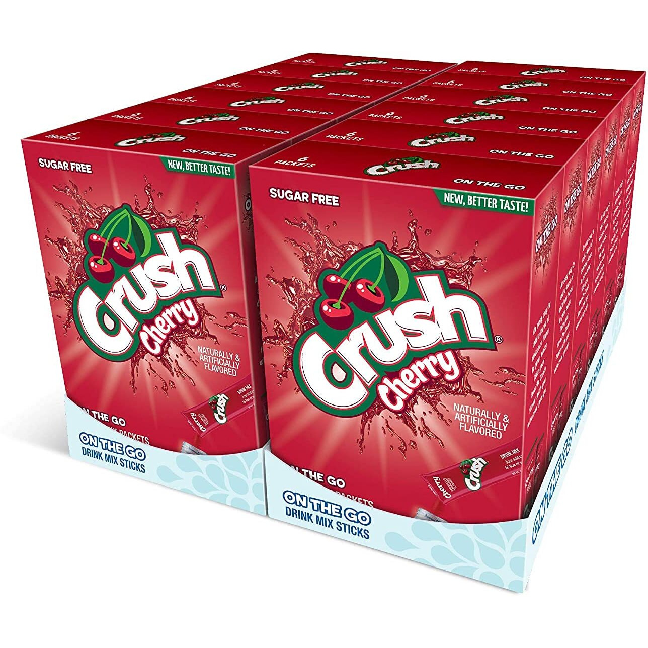 Crush- Powder Drink Mix - Sugar Free & Delicious (Cherry, 72 Sticks)