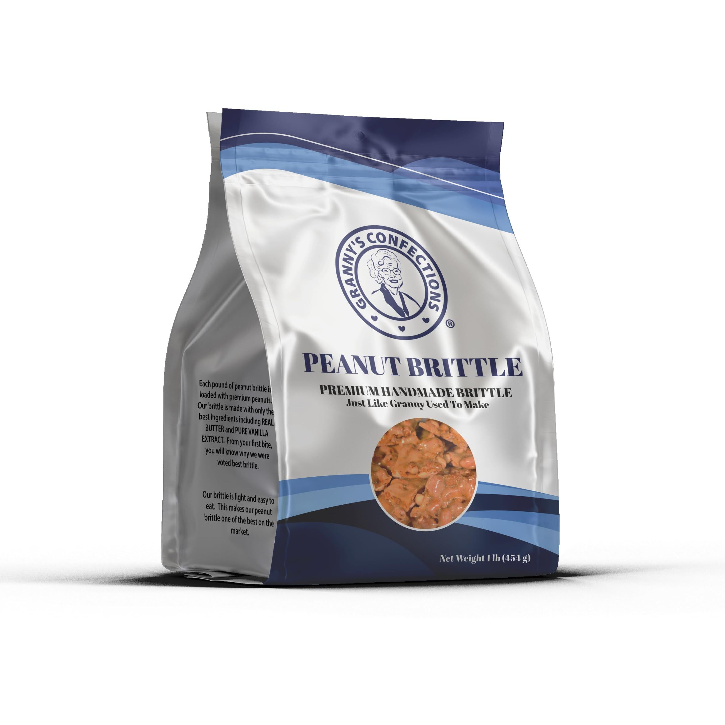 Grannys Confections Premium Handmade Peanut Brittle, Loaded With Peanuts, Just Like Granny Used To Make. Gourmet Peanut Brittle Candy. One Pound Bag (16Oz)