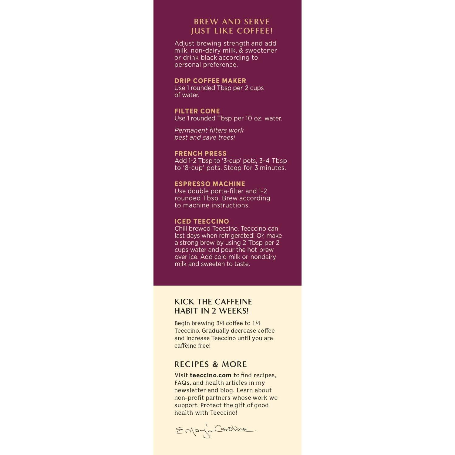 Teeccino Java Chicory Coffee Alternative - Ground Herbal Coffee Thats Prebiotic, Caffeine Free & Acid Free, Medium Roast, 11 Ounce