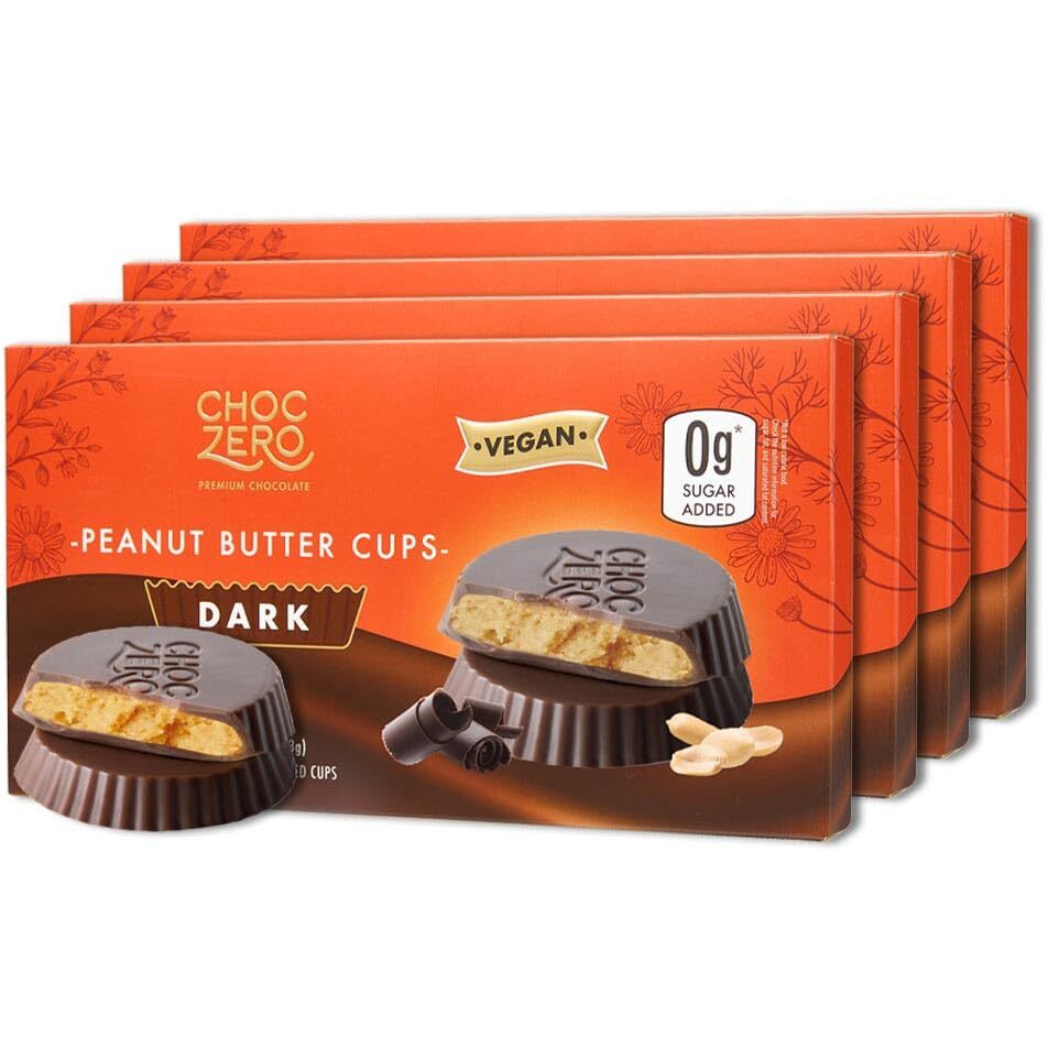 Choczero Dark Chocolate Peanut Butter Cups, Vegan, Sugar Free, Low Carb, Gluten Free, 4 Ounce (Pack Of 4), 32 Cups Total