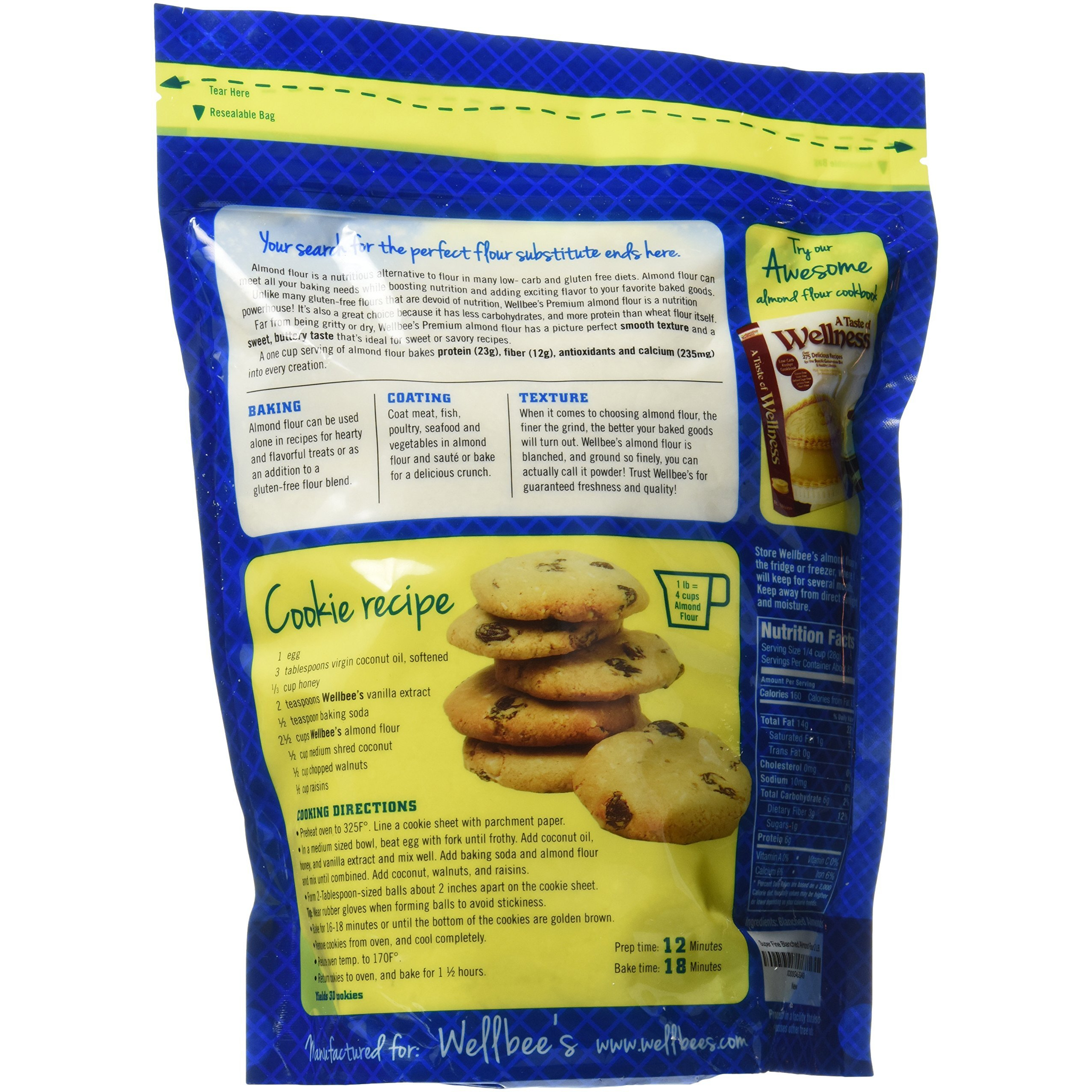 Wellbee's Almond Flour, Extra Fine, Gluten Free, Blanched, Low Carb, All Purpose, 2 Lbs