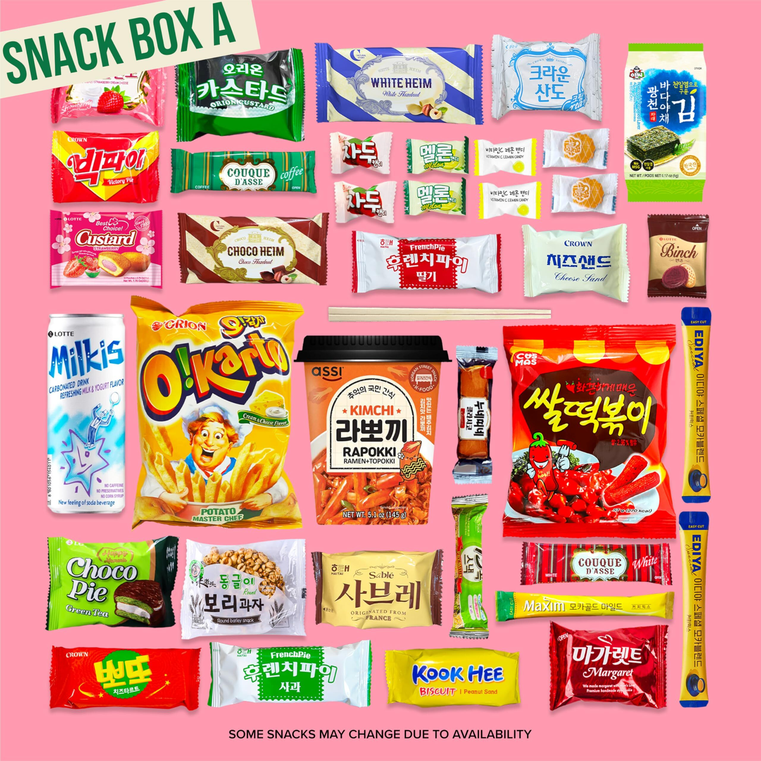 Journey Of Asia Korean Snack Box 38 Count - Care Package Individually Wrapped Packs Of Snacks, Chips, Cookies, Candy And Tteokbokki, Treats For Kids Children College Students Friends Family