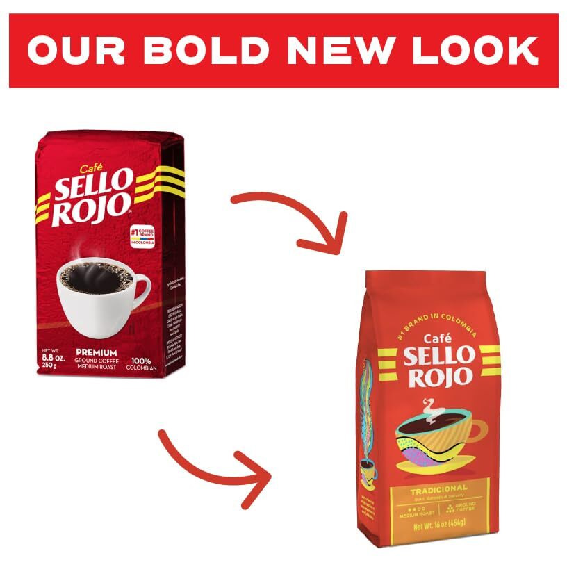 Sello Rojo, Tradicional Medium Roast Ground Coffee Bag, 16 Oz, Pack Of 5