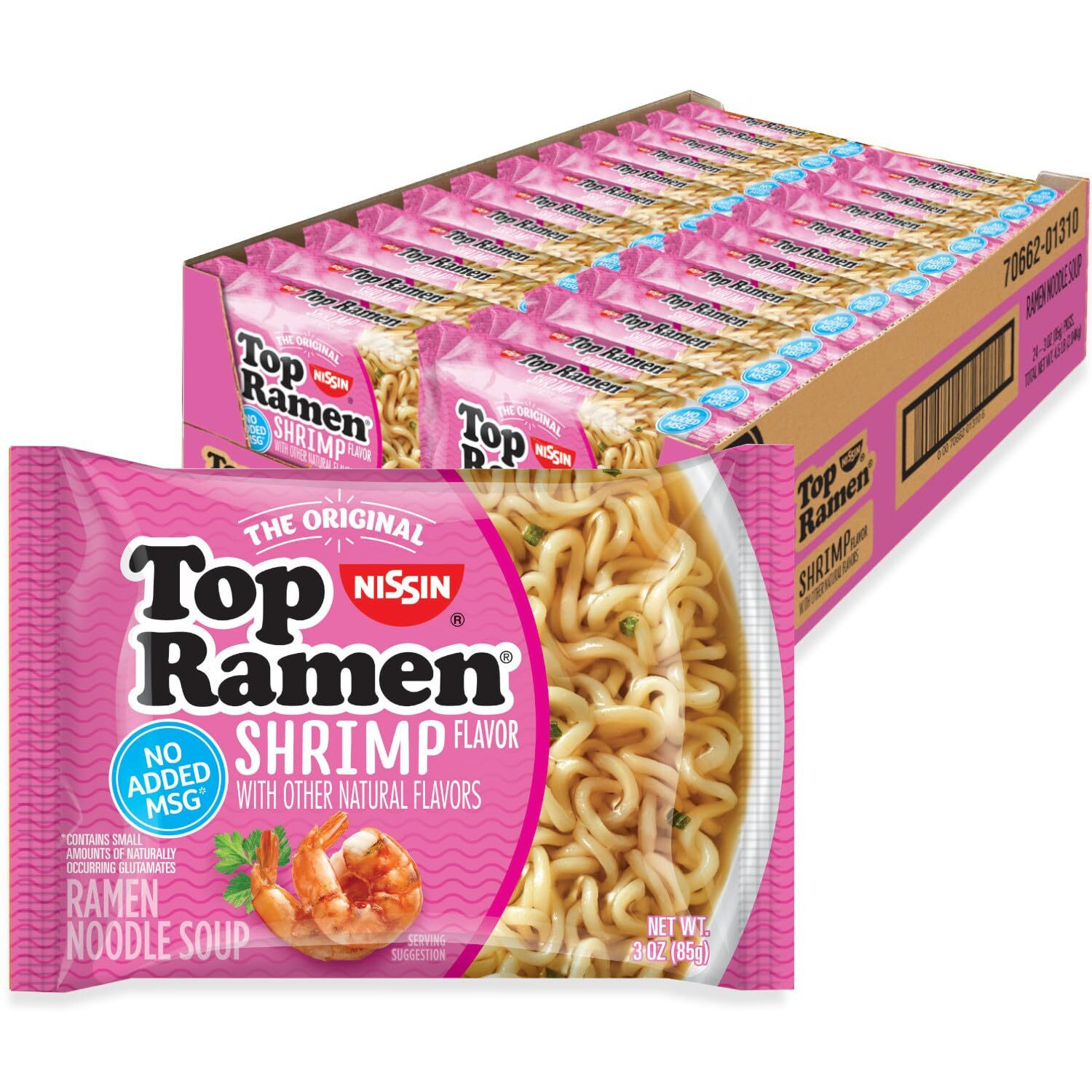 Nissin Top Ramen, Shrimp Flavor, 3 Ounce (Pack Of 24)