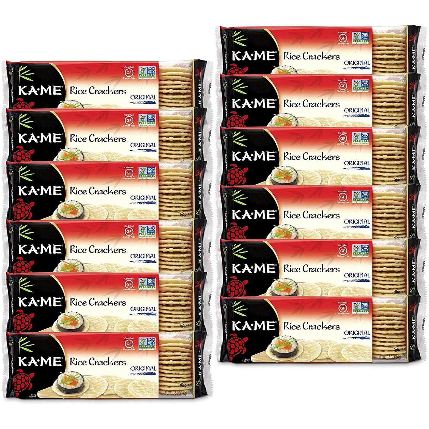 Ka-Me Gluten Free Rice Crackers, Original, 3.5 Ounce (Pack Of 12), 42 Ounce
