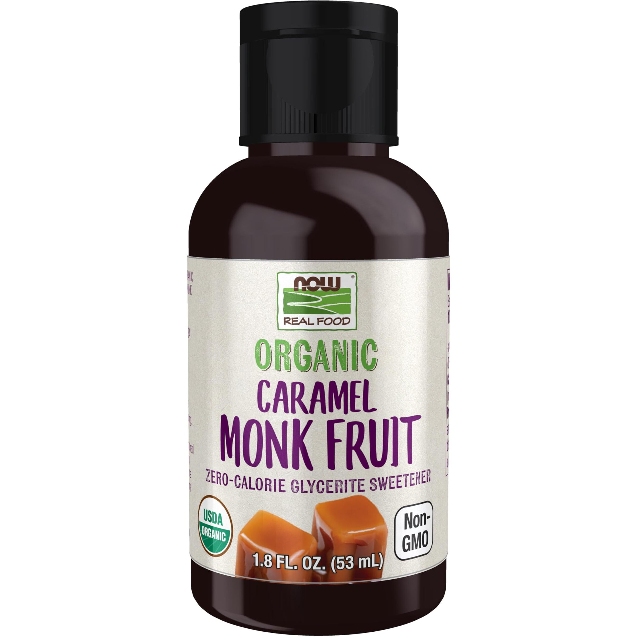 Now Foods, Organic Liquid Monk Fruit, Zero-Calorie Sweetener, Caramel, 1.8-Ounce