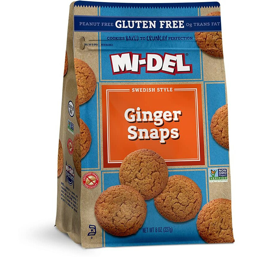 Mi-Del Gluten Free Ginger Snaps - Non Gmo Certified, 0G Trans Fat Swedish Ginger Snaps Cookies Old Fashioned (Pack Of 1)
