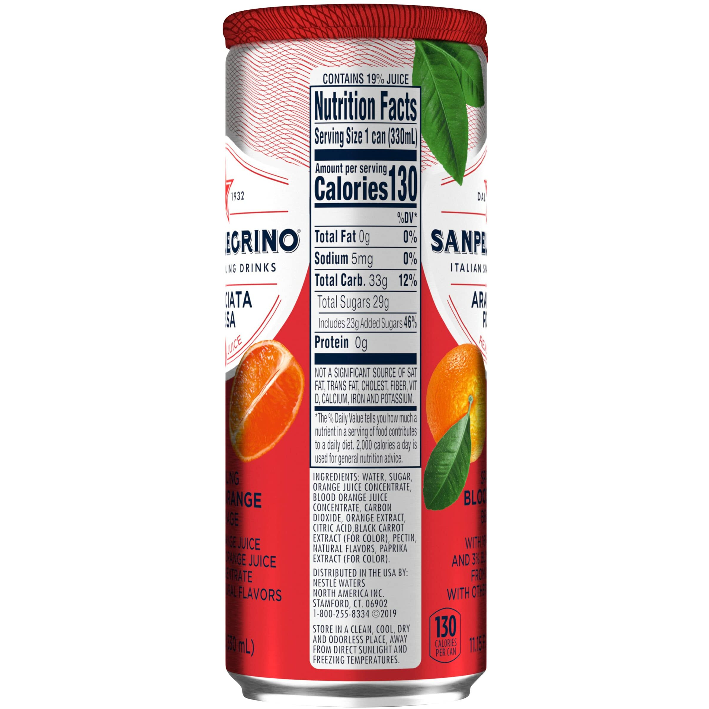Sanpellegrino Blood Orange Italian Sparkling Drinks, 11.15 Fl Oz. Sleek Cans (24 Count)