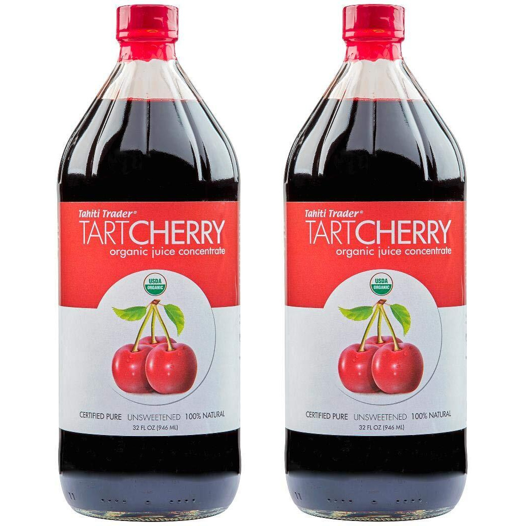 Tahiti Trader Tart Cherry Juice Concentrate - Ready To Drink Organic Superfood Juice Promoting Immune Support & Overall Health - Pure, Unsweetened Fruit Juice - (32 Oz, 2 Pack)