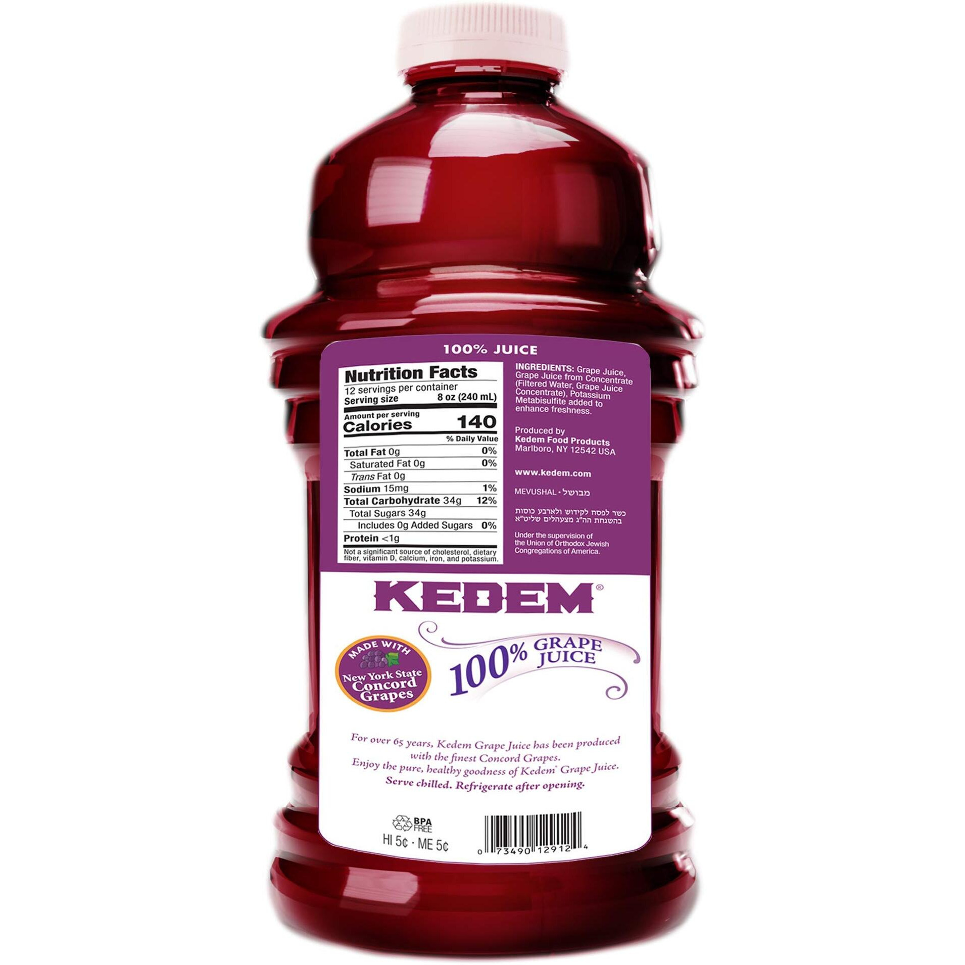 Kedem Concord Grape Juice, 100% Juice, 96 Oz (2 Pack) No Sugar Added, No Artificial Flavors Or Colors