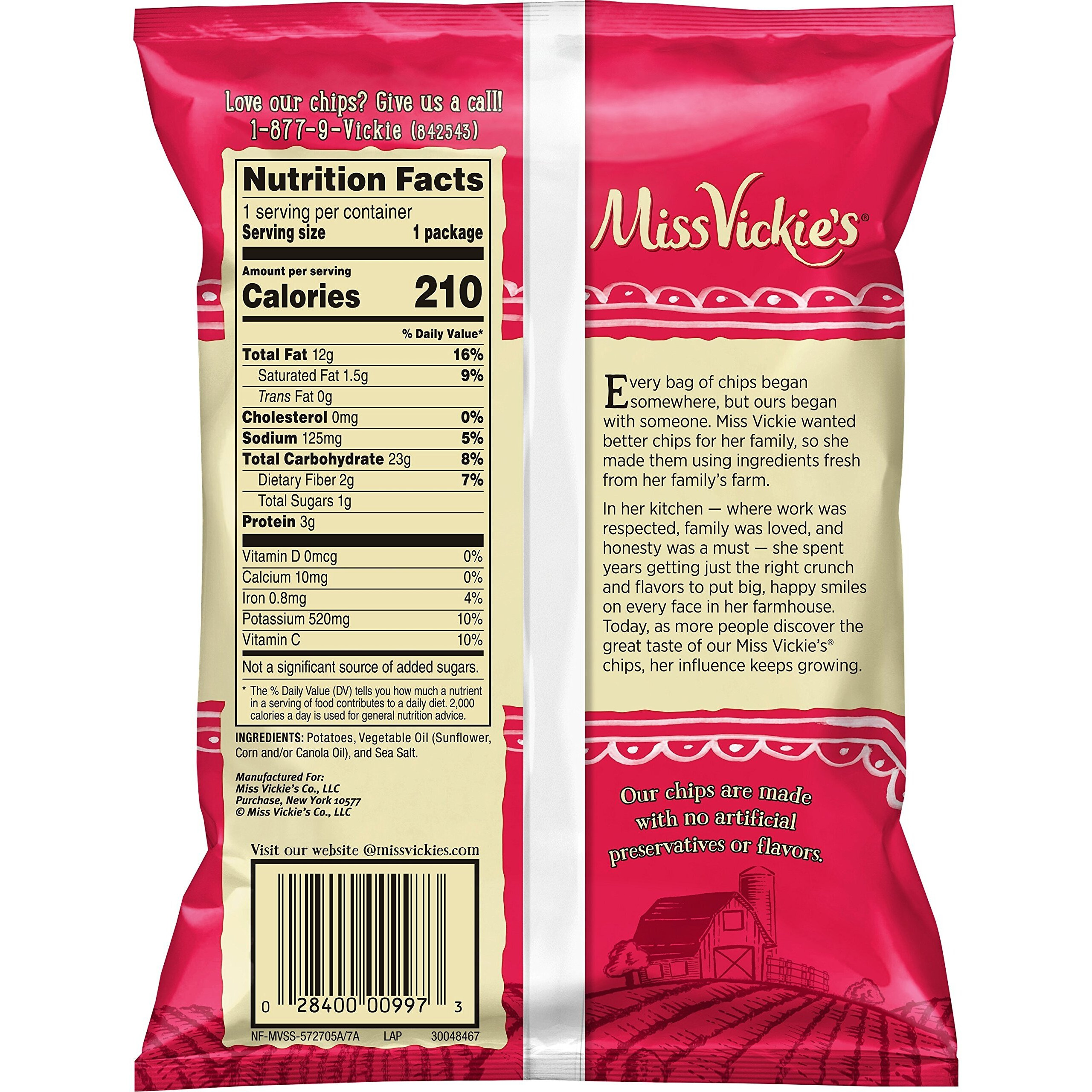 Miss Vickie's Flavored Potato Chips, Original, 28 Count,Packaging May Vary