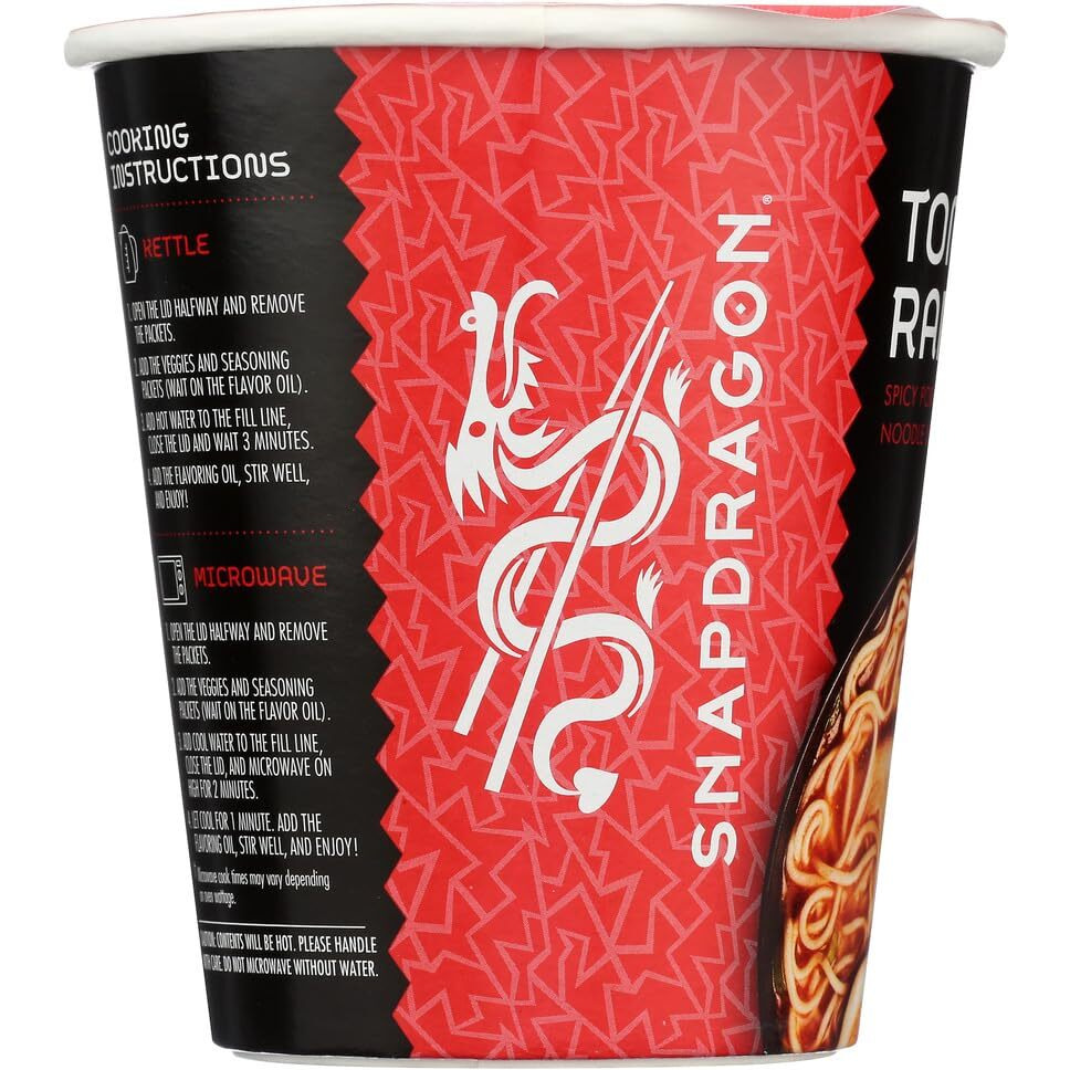 Snapdragon Spicy Tonkotsu Ramen Cups | Rich Pork Flavor Broth With Authentic Ramen Noodles And Chili Garlic Oil | Authentic Flavors | Kyushu-Style | 2.2 Oz (6 Pack)