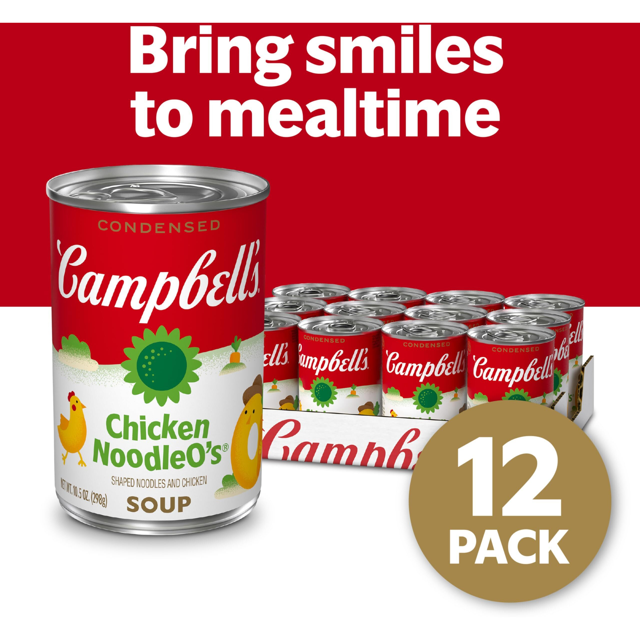 Campbell's Condensed Kids Soup, Chicken Noodleos Soup, 10.5 Oz. Can (Pack Of 12)