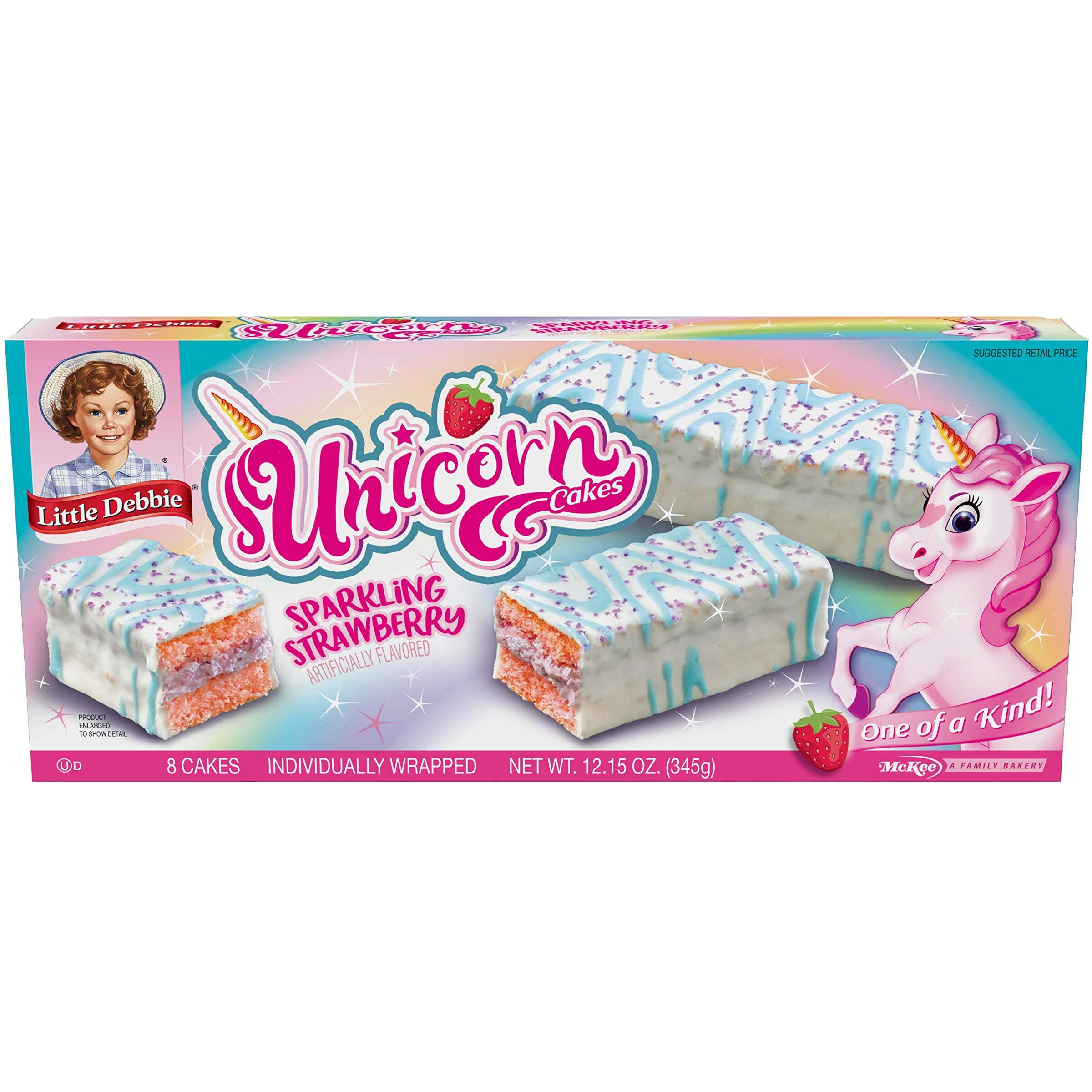 Little Debbie Unicorn Cakes, 48 Individually Wrapped Strawberry Cakes, 8 Count (Pack Of 6)