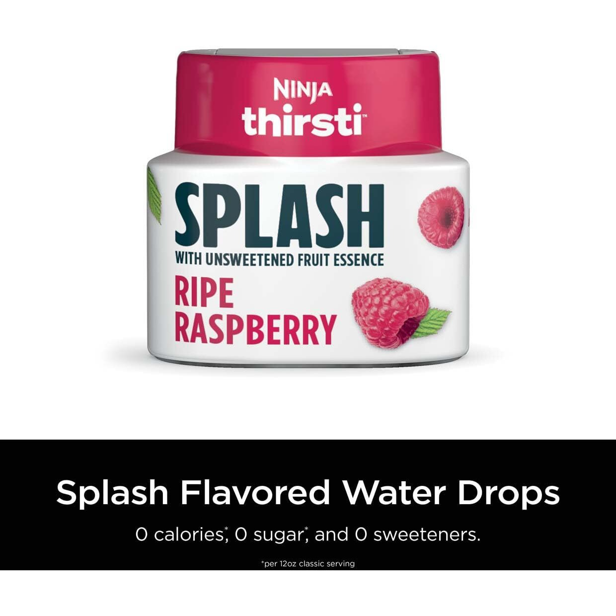 Ninja Thirsti Flavored Water Drops , Splash With Unsweetened Fruit Essence, Ripe Raspberry , 3 Pack, Zero Calories ,Zero Sugar, Zero Sweeteners, 2.07 Fl Oz, Makes 20, 12Oz Drinks, Wcfraspam