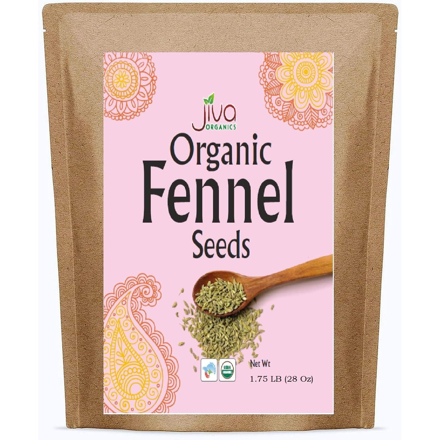 Jiva Organic Fennel Seed 1.75 Lb Huge Bulk Bag, Bulk Whole Fennel Seeds For Fennel Tea And Cooking - Non Irradiated, Non-Gmo