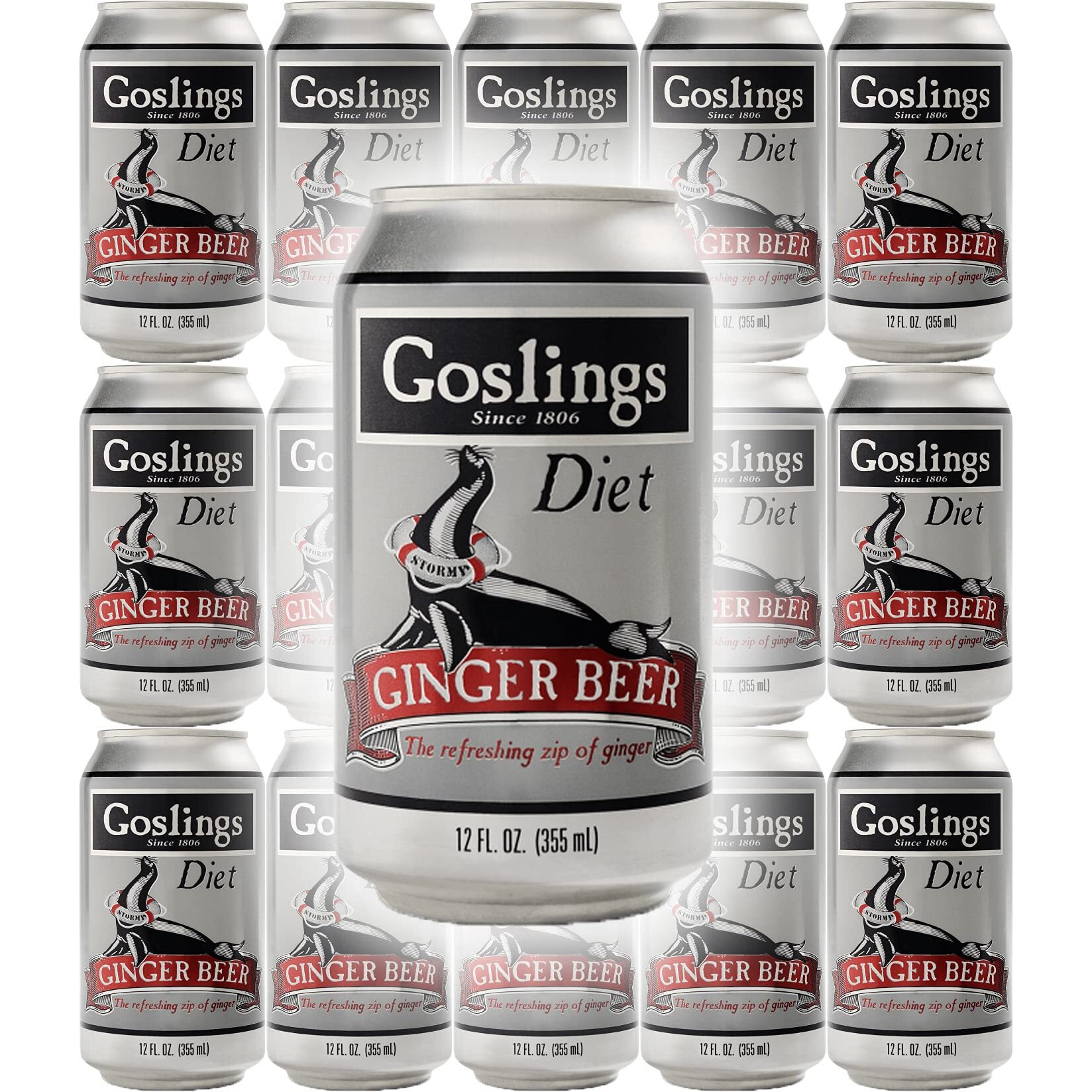 Goslings Diet Ginger Beer, Ginger Beer, All Natural Flavor With The Refreshing Zip Of Ginger, 12 Oz (Pack Of 15, Total Of 180 Oz)