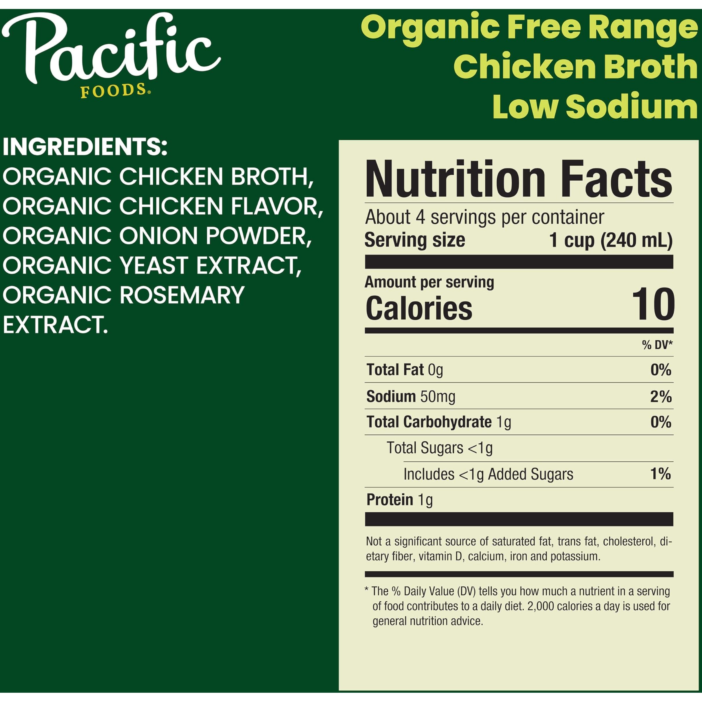 Pacific Foods Low Sodium Organic Free Range Chicken Broth, 32 Oz Carton (Case Of 12)