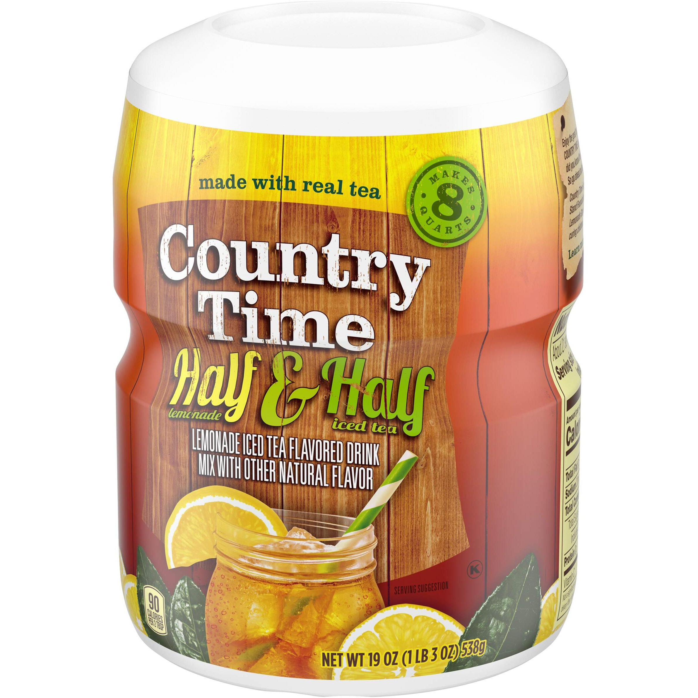 Country Time Half & Half Lemonade Iced Tea Naturally Flavored Powdered Drink Mix 12 Count 19 Oz Canisters