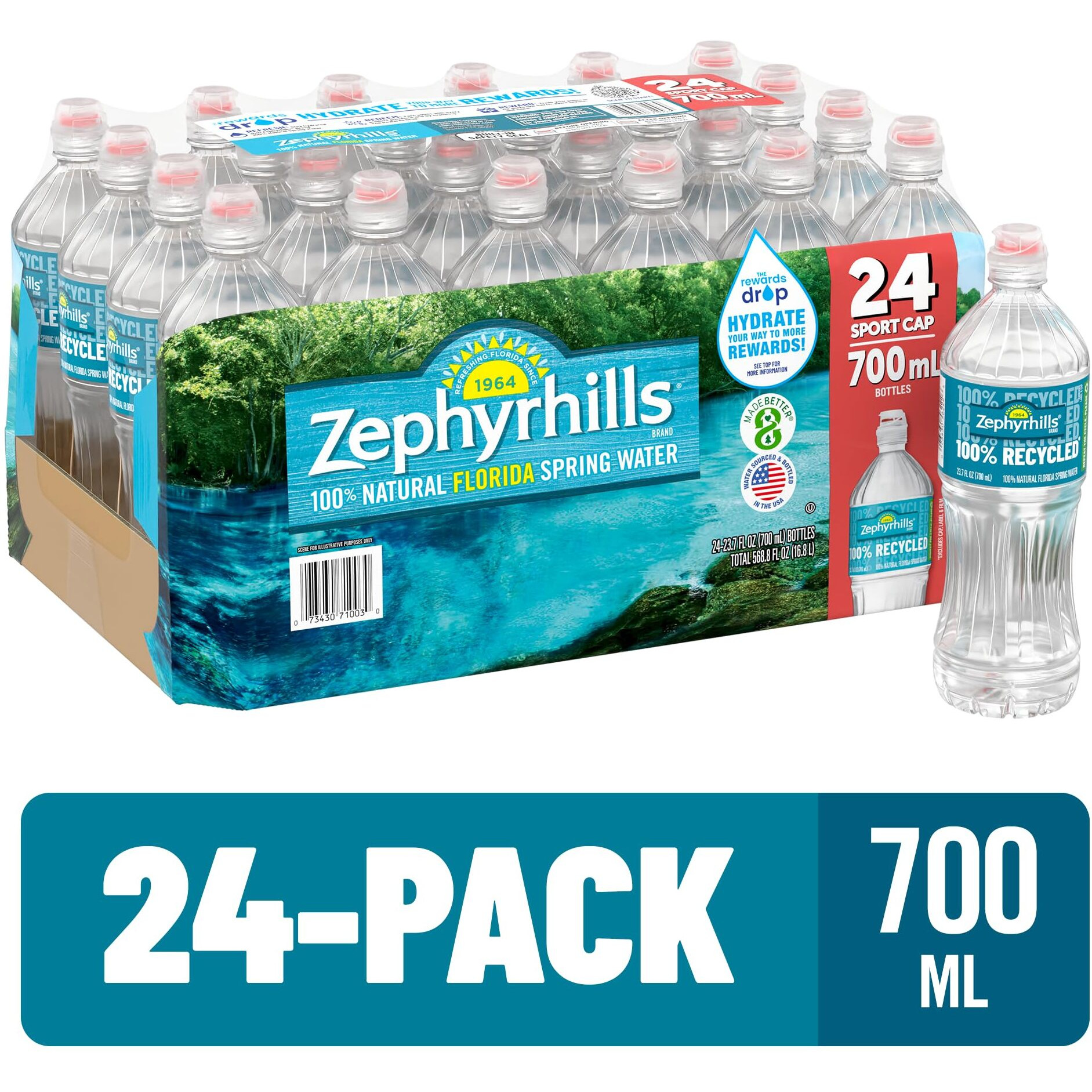 Zephyrhills Spring Water Case Bundles (23.7 Oz. Case Of 24 (Sport Top) - 3 Cases)