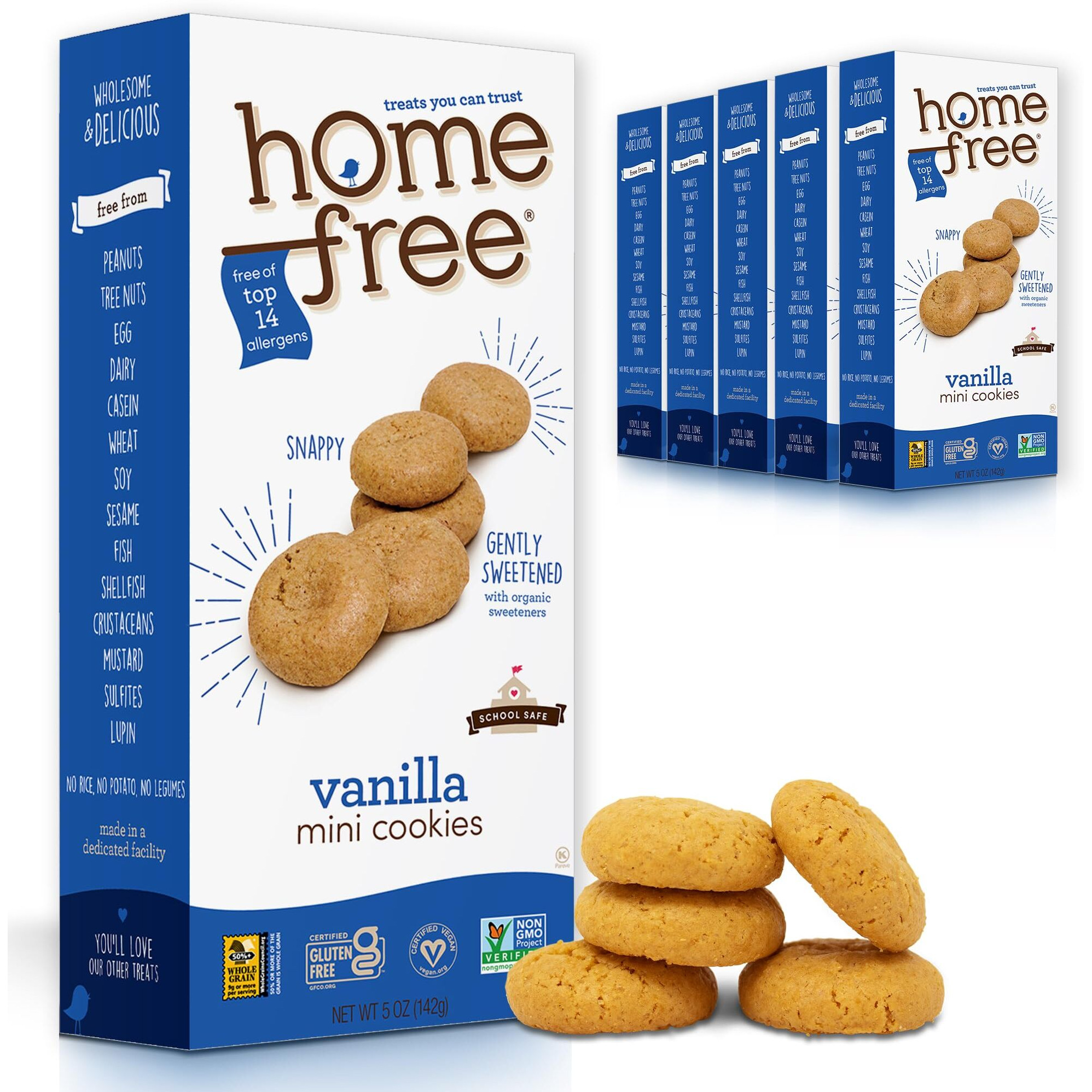 Homefree Treats You Can Trust, 70% Organic, Vanilla Mini Cookies, 5-Ounce (Pack Of 6)