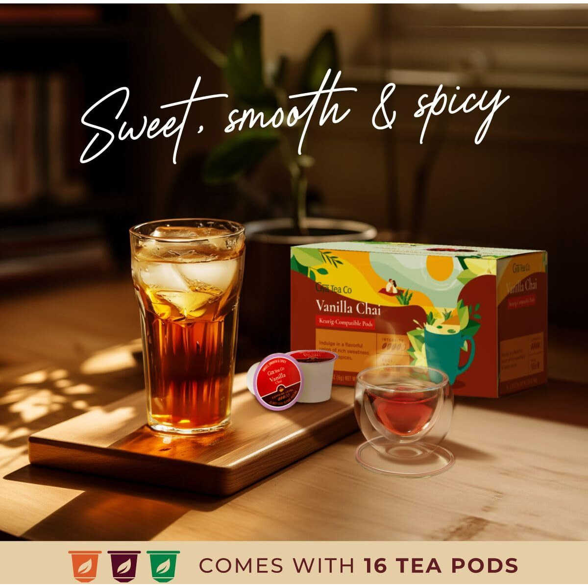 Gya Tea Co Vanilla Chai K Cup Tea Pods For Keurig - Highly Caffeinated Vanilla Chai Tea K Cups - Relax With Smooth Keurig Tea Pods For K-Cup Brewing - Keurig 2.0 & 1.0 Tea Gifts For Tea Lovers