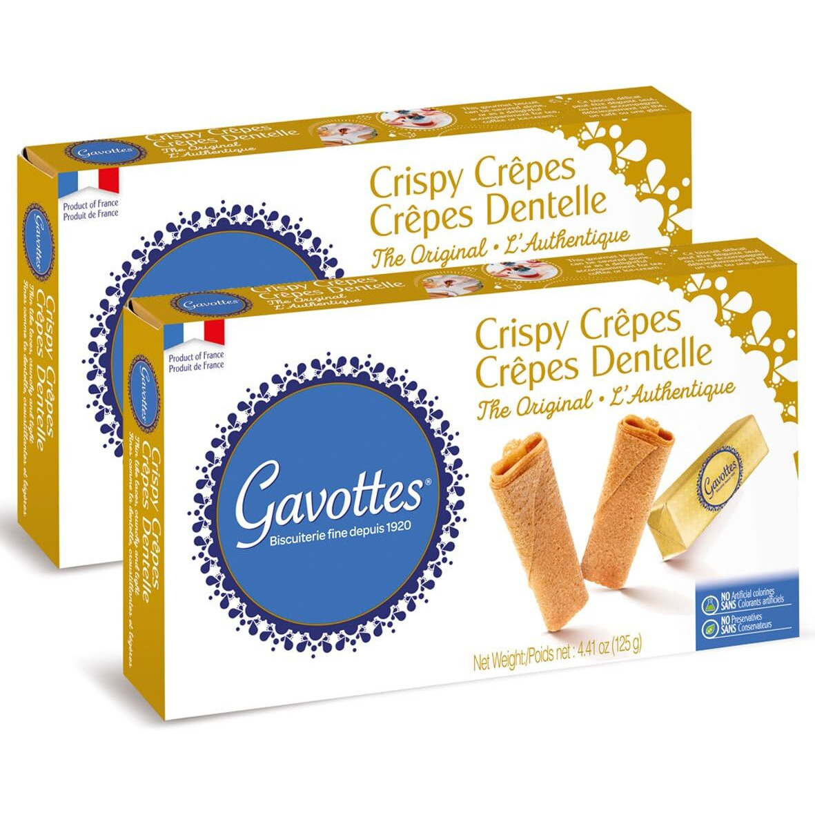 Gavottes Gourmet French Lace Crispy Crepes 2 Pack - Individually Wrapped | Ready-To-Eat Crispy Crepes | Crispy Crepes From France | The Original Crepes Dentelle (2 Packs X 24 Crepes/ 2 X 4.41Oz)