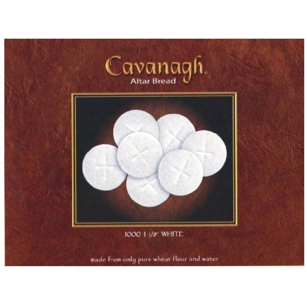 White Altar Communion Bread 1000 Count Box 1 1/8"" Round With Cross Design
