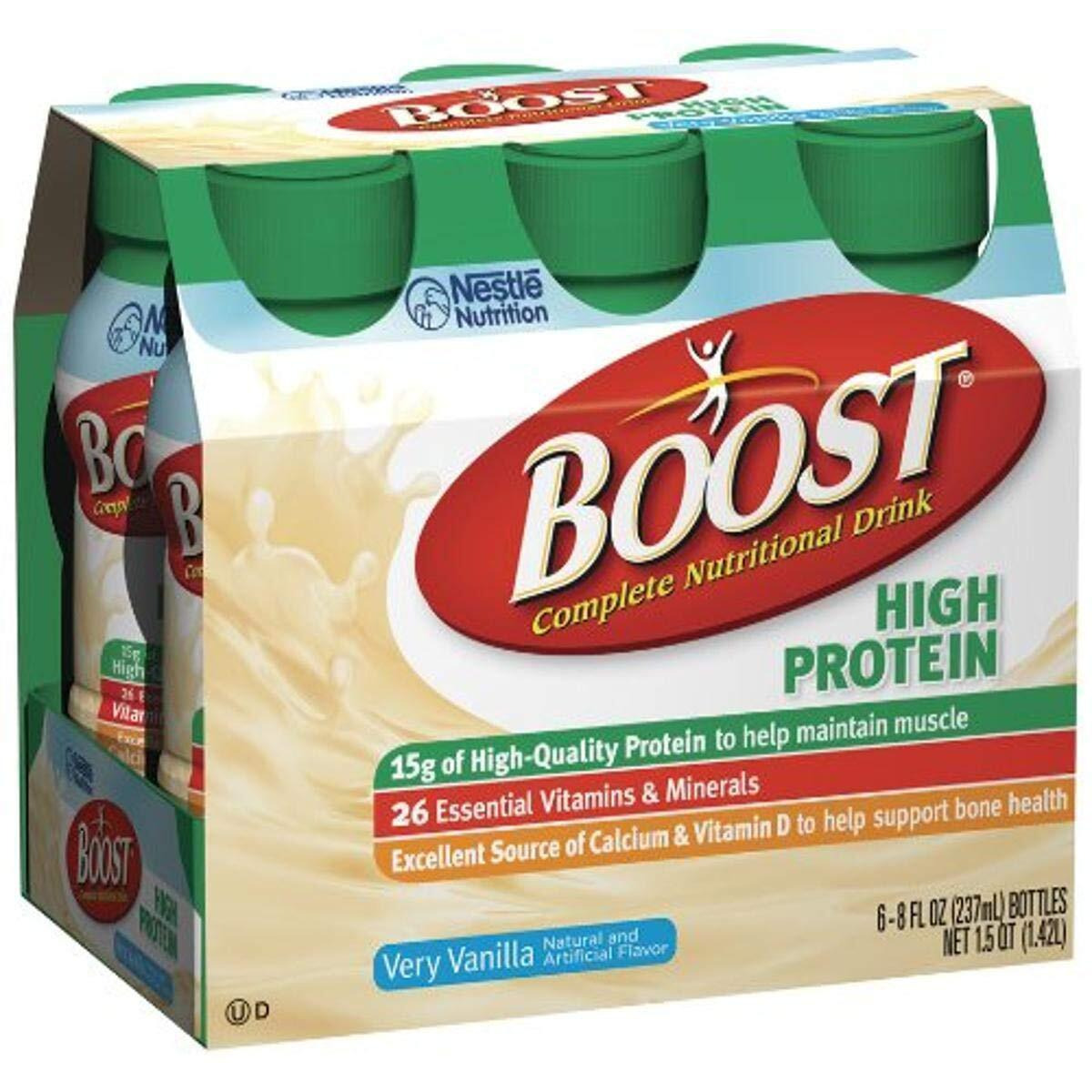 Boost High Protein Nutritional Energy Drink, Vanilla, 8 Ounce Bottle (Pack Of 24)