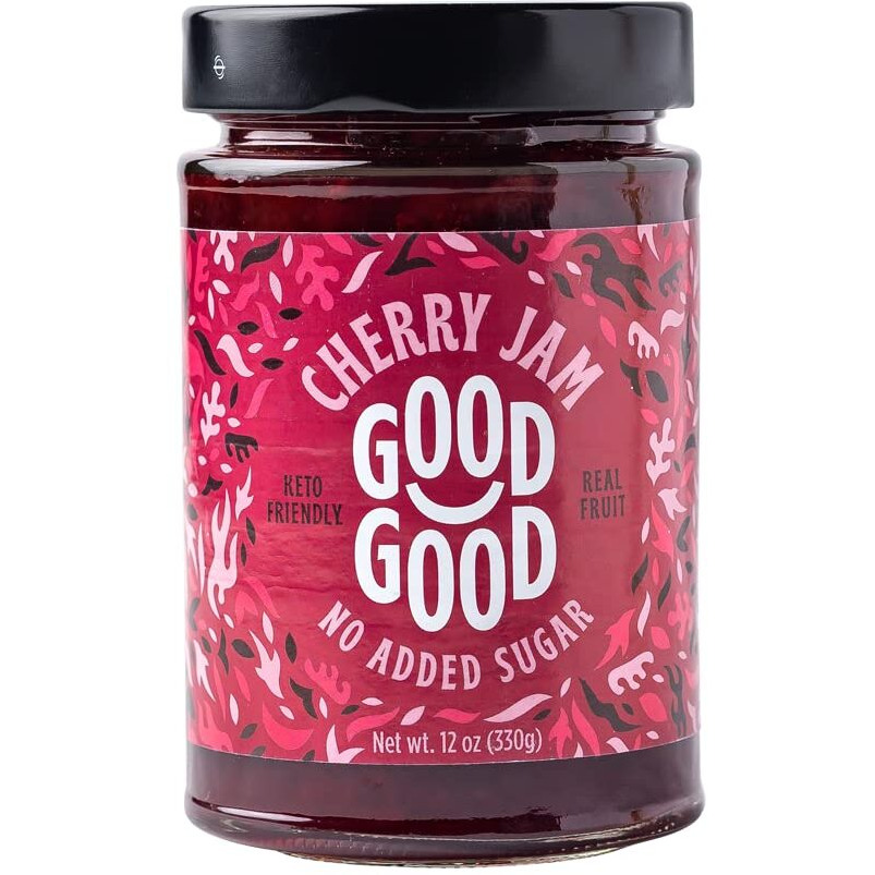 Good Good No Added Sugar Cherry Jam - Keto Friendly Jelly - Low Carb, Low-Calorie And Vegan - Diabetic Friendly - 12Oz / 330G (Pack Of 1)