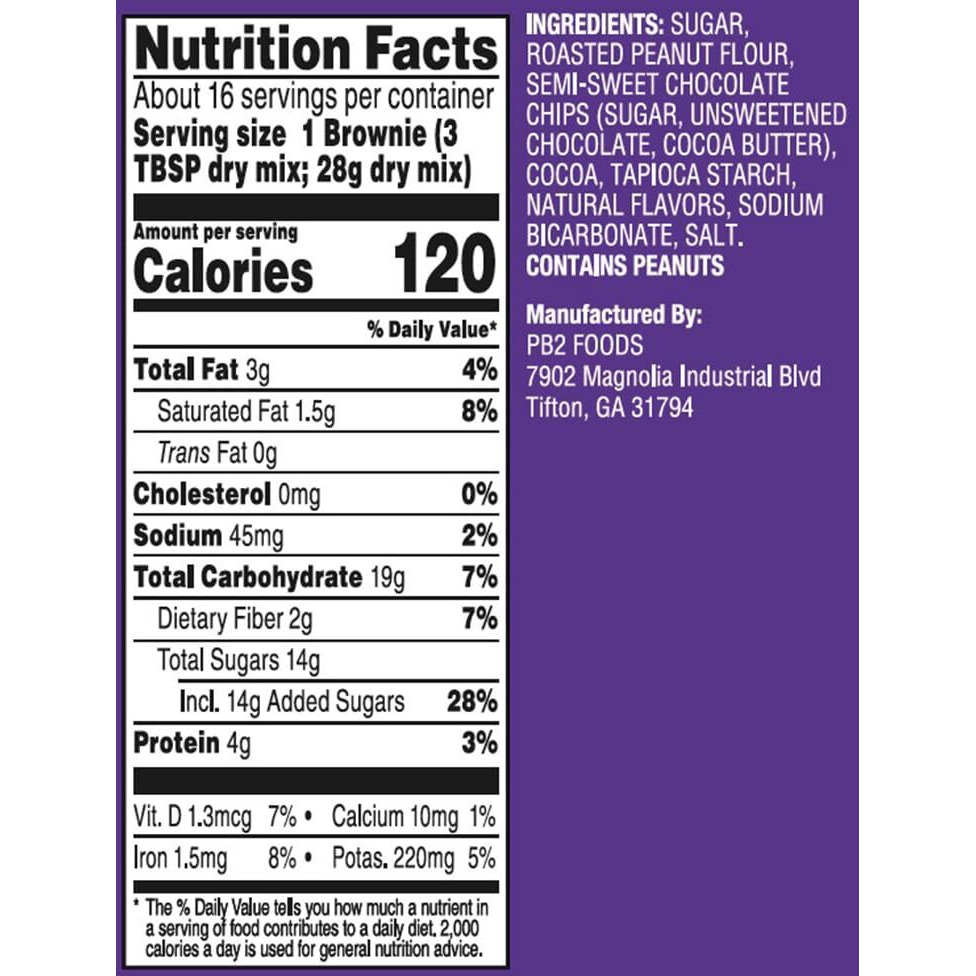 Pb2 Pantry Chocolate Chip Brownie Mix - 16 Oz Jar | Certified Vegan, Gluten Free, Non-Gmo, 4G Plant Protein Per Brownie