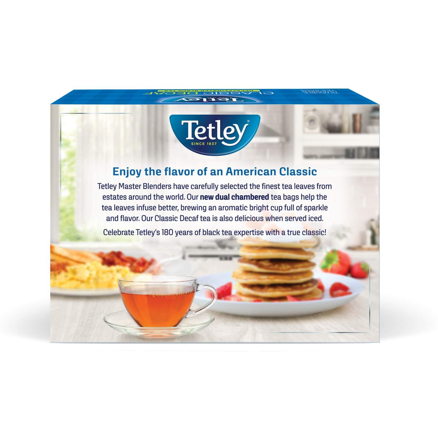 Tetley Classic Blend Decaf Premium Black Tea, Decaffinated Tea, Rainforest Alliance Certified, 72 Tea Bags (Pack Of 12)