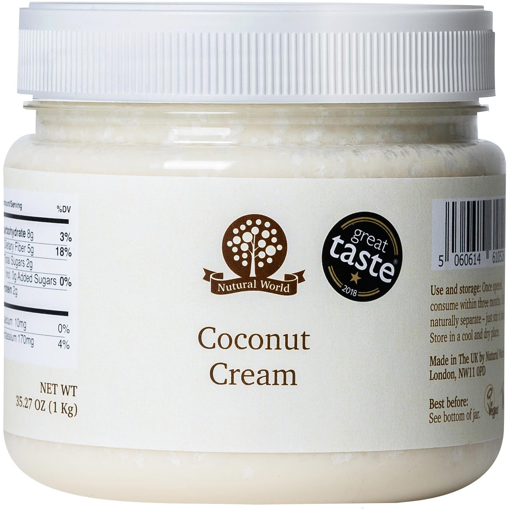 Nutural World - Coconut Cream 35 Oz (1Kg) Great Taste Award Winner