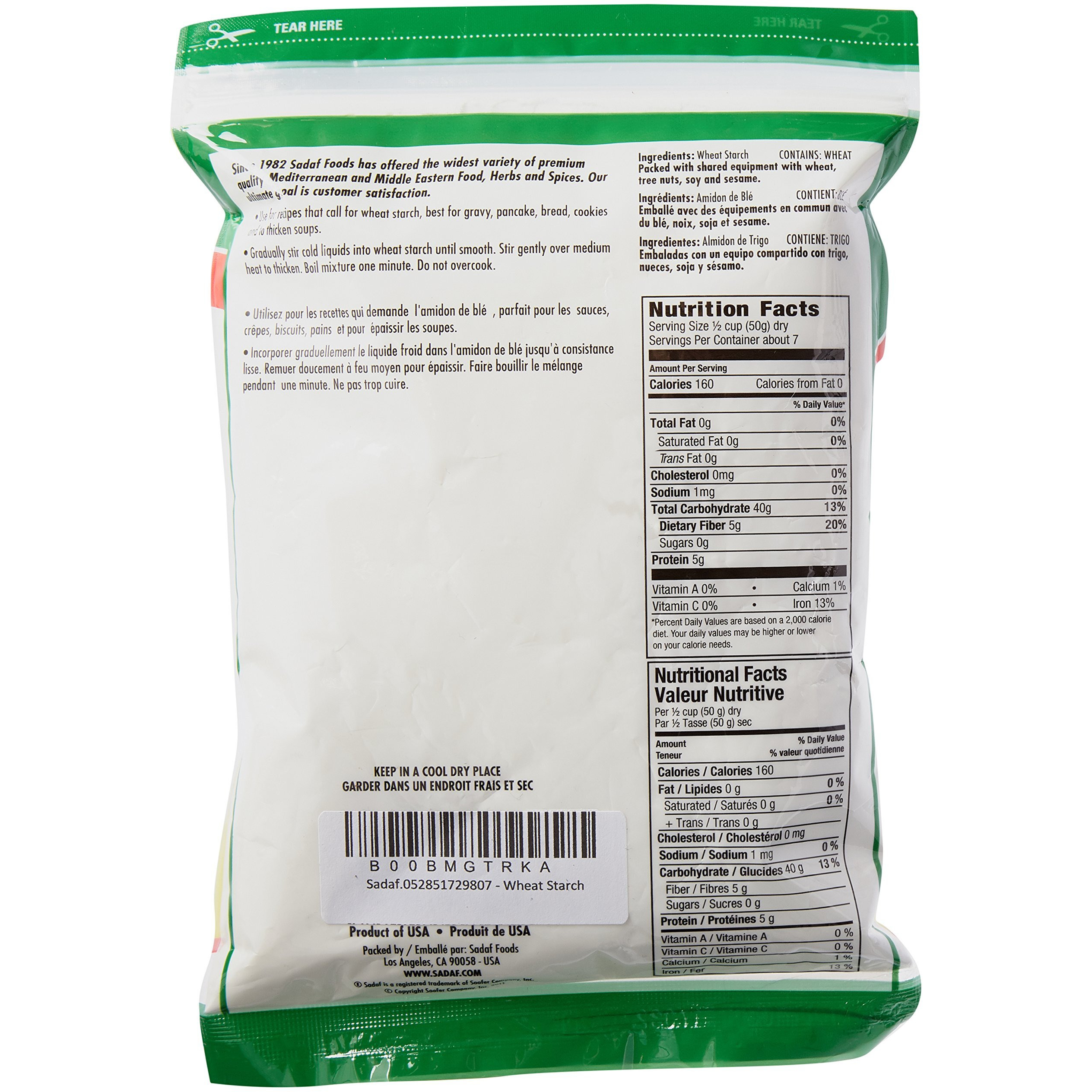 Sadaf Wheat Starch - Cook Asian Dishes With  - Bugday Nisastasi - Kosher, Halal And Vegan - 12 Oz Bag