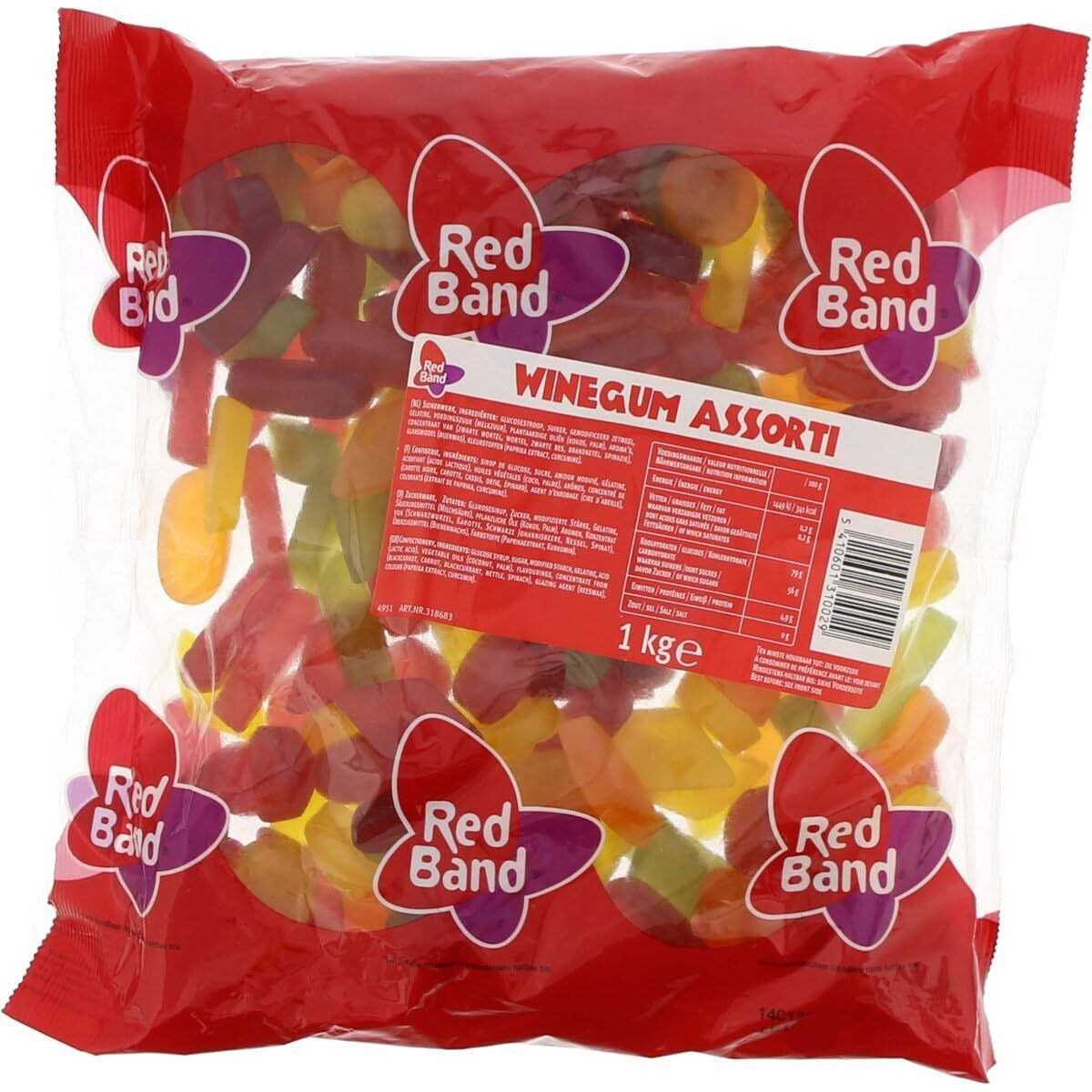Red Band Winegum Assortment 1 Kilo Bag (2.2 Lbs)