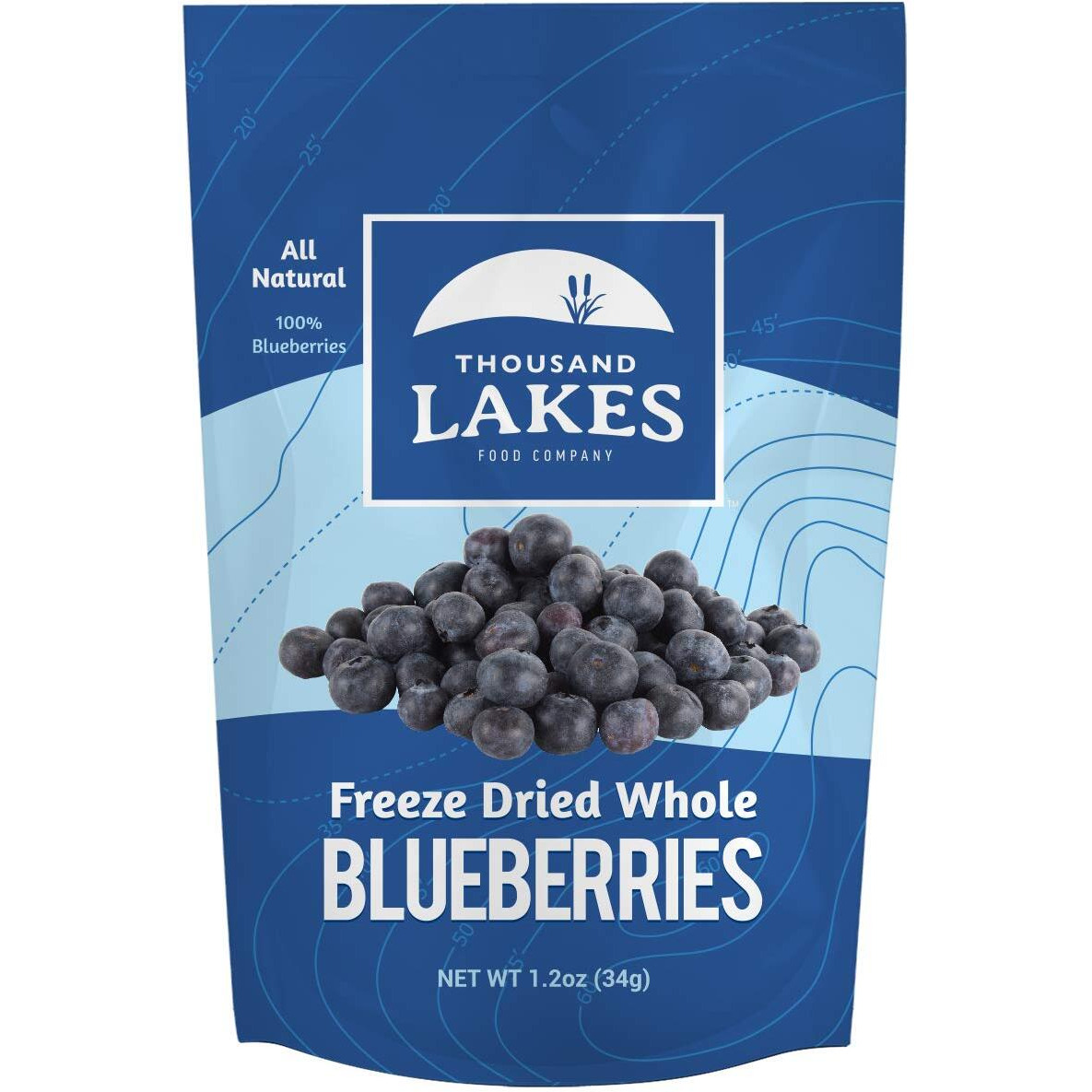 Thousand Lakes Freeze Dried Fruit - Blueberries 1.2 Ounces | No Sugar Added | 100% Whole Blueberries
